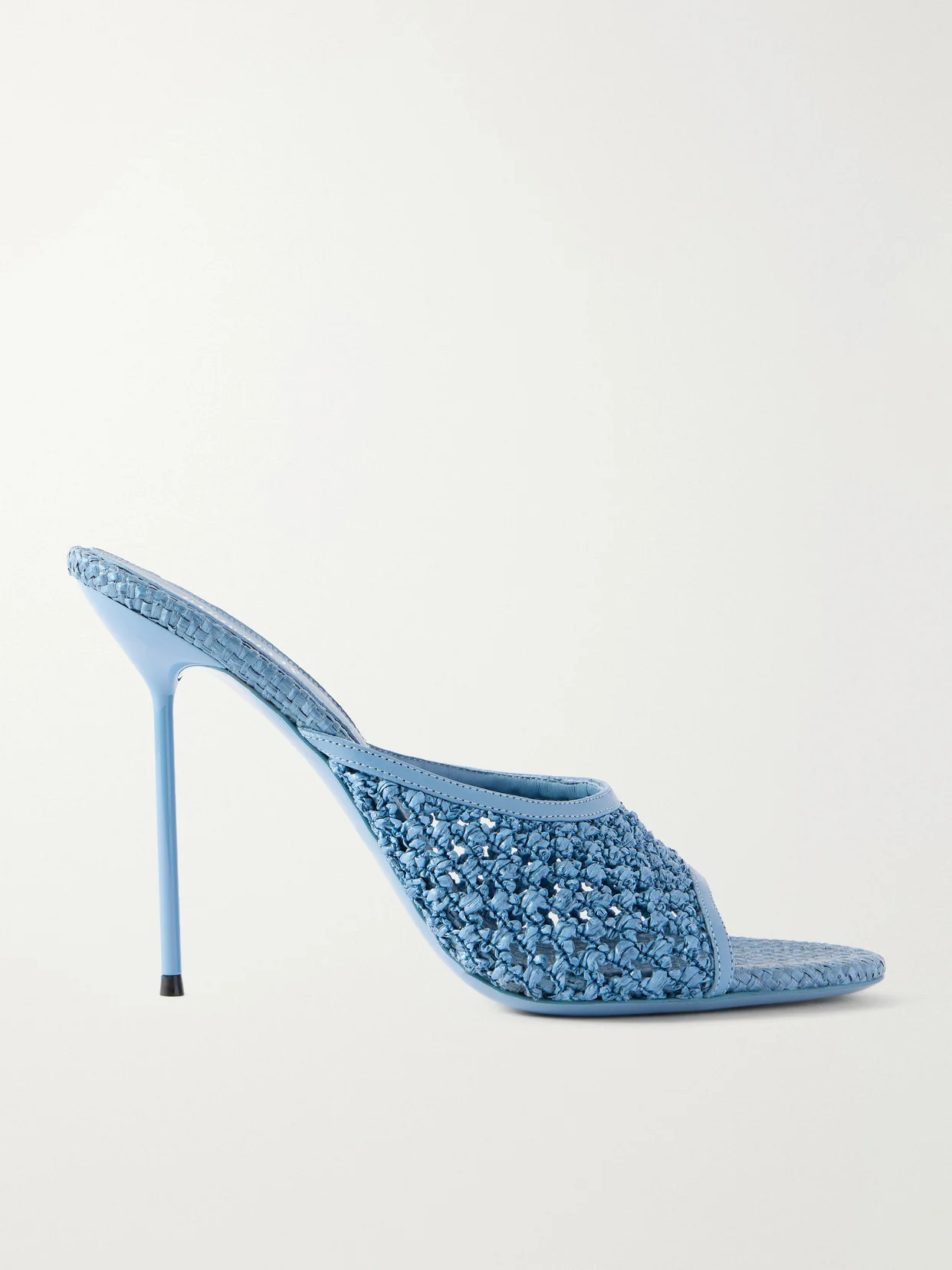 Lidia Leather-trimmed Straw Mules - 1