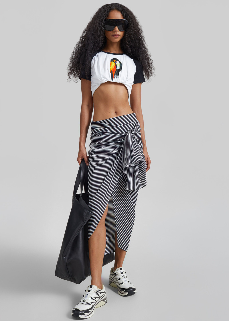 Thira Wrap Skirt - Black/White Stripe 8