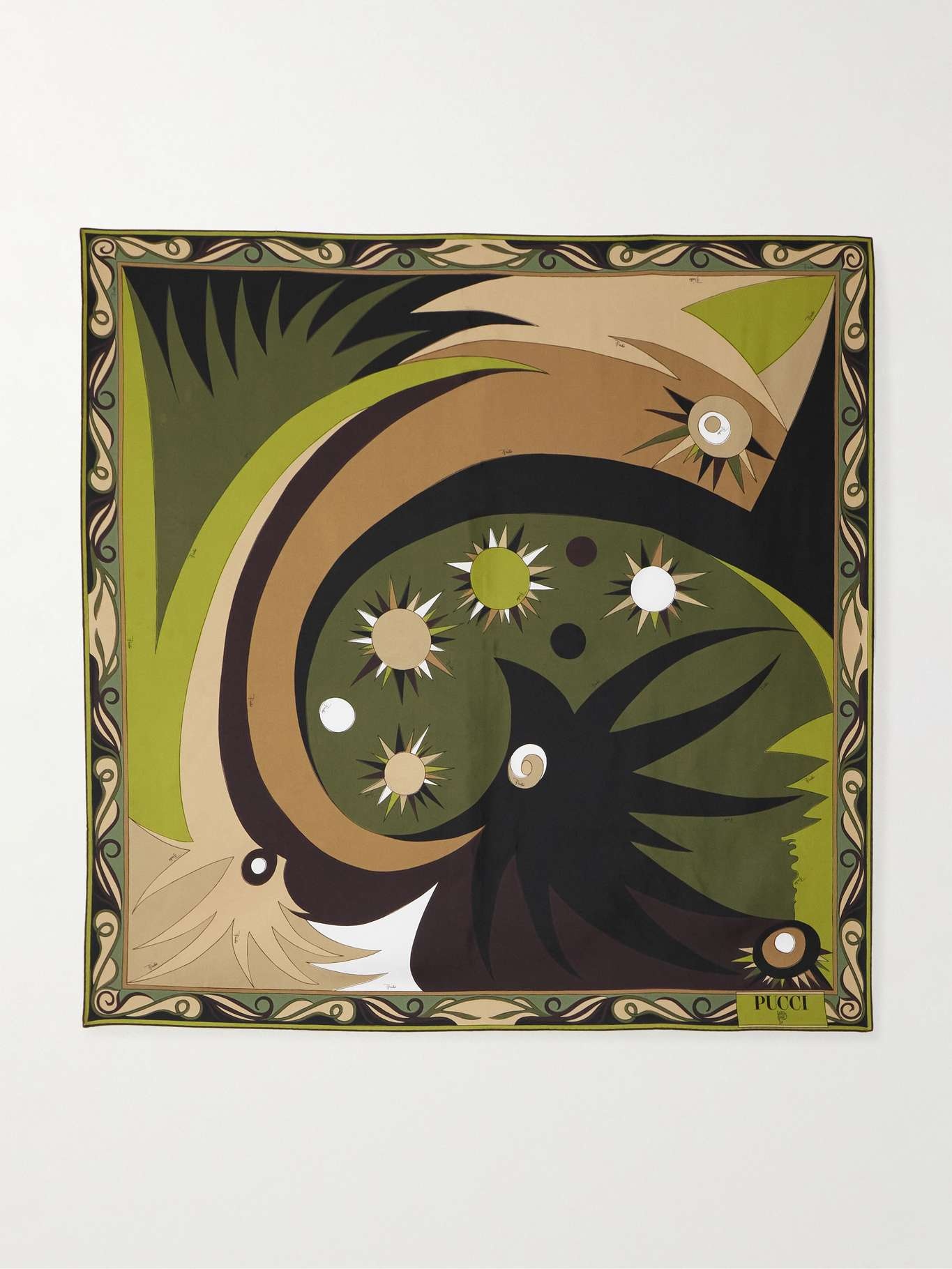 Printed silk-twill scarf Green - 3