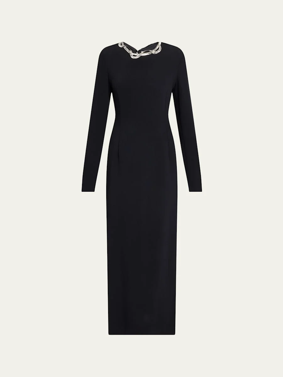 Mitsuko Crystal Long-Sleeve Maxi Dress - 1