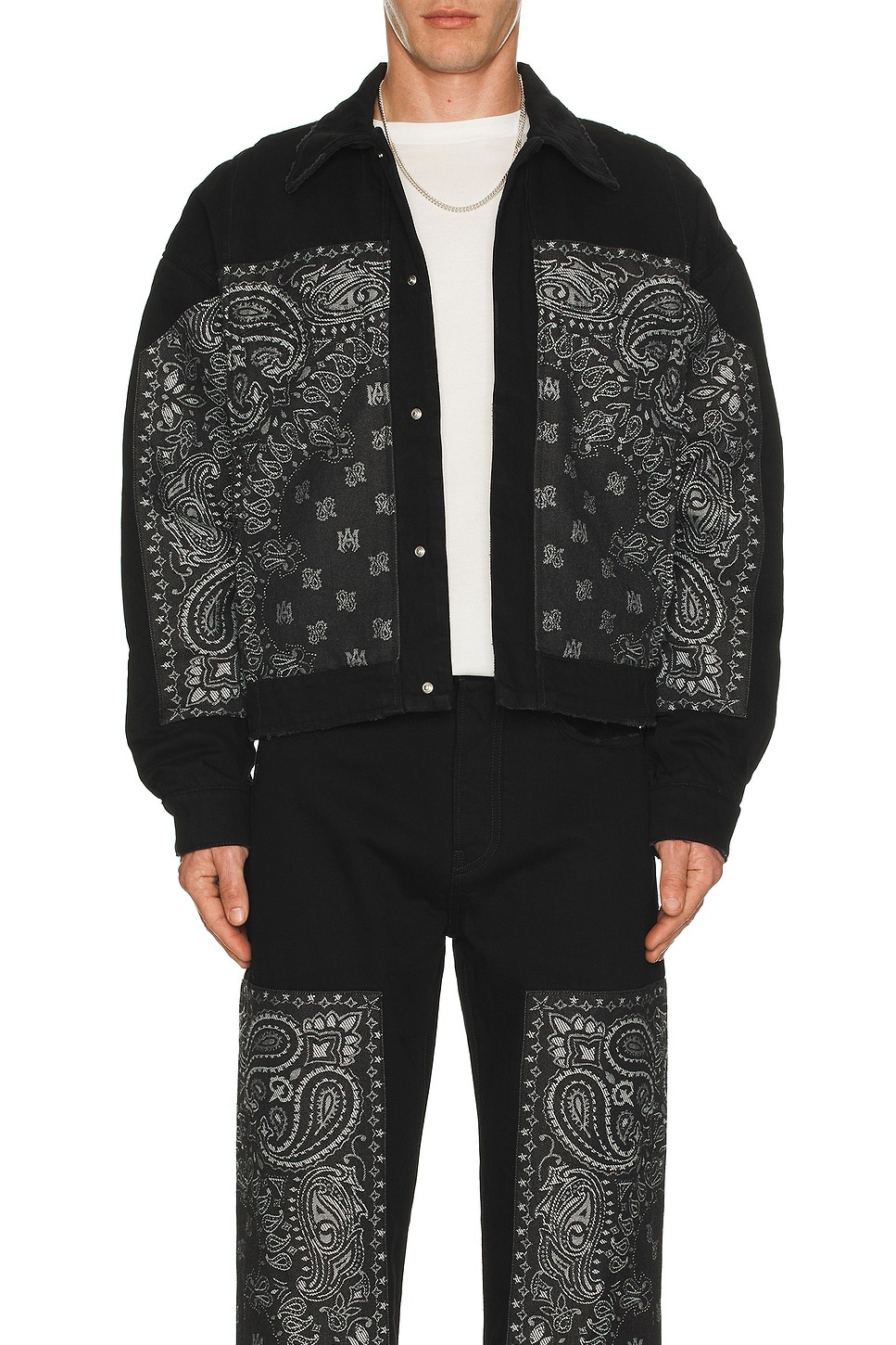 Bandana Jacquard Paneled Blouson - 4