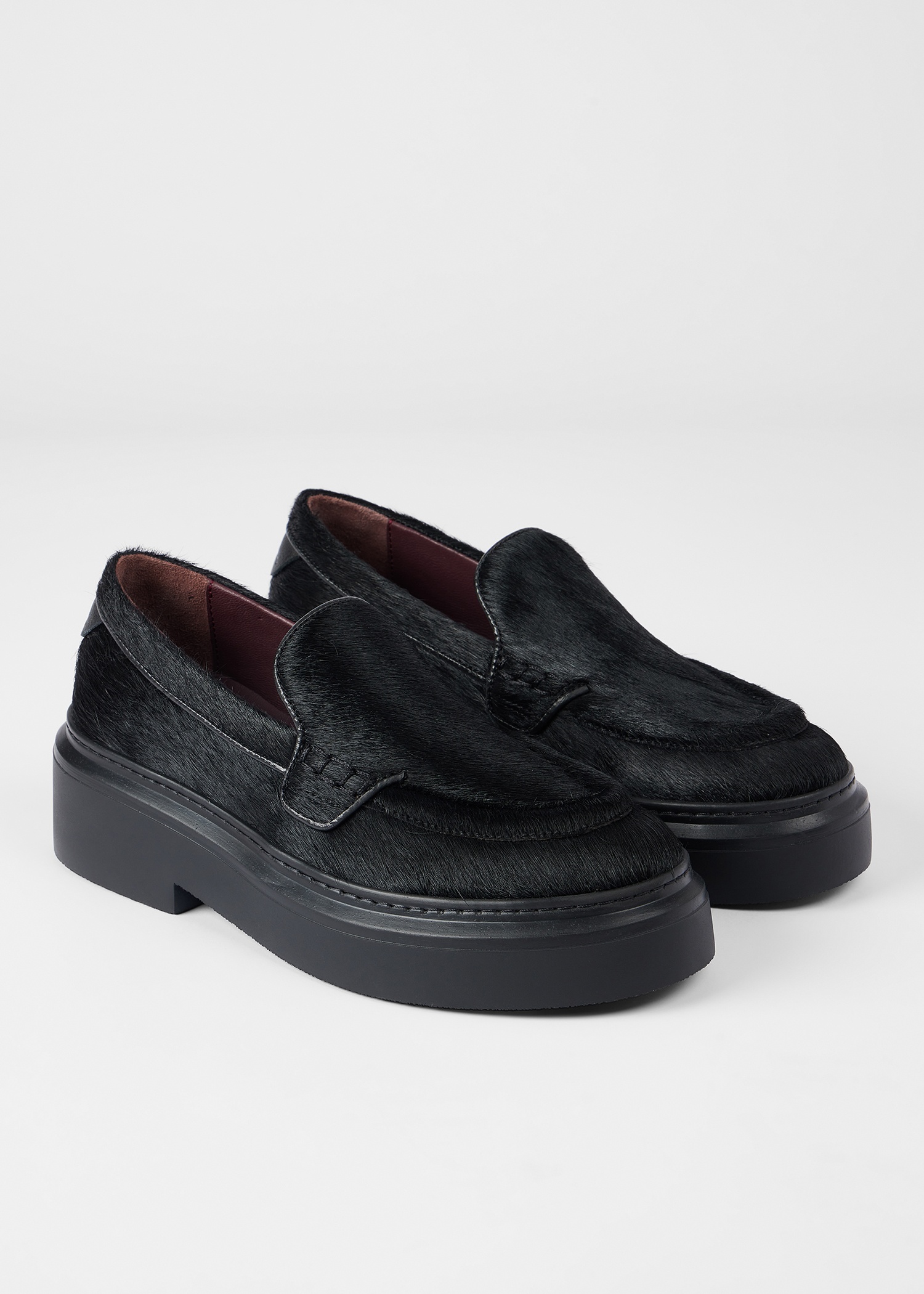 Women's Black Leather 'Isona' Platform Loafers - 2