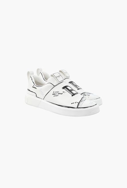 Smooth white leather B-Court sneakers with embossed black Balmain monogram - 2