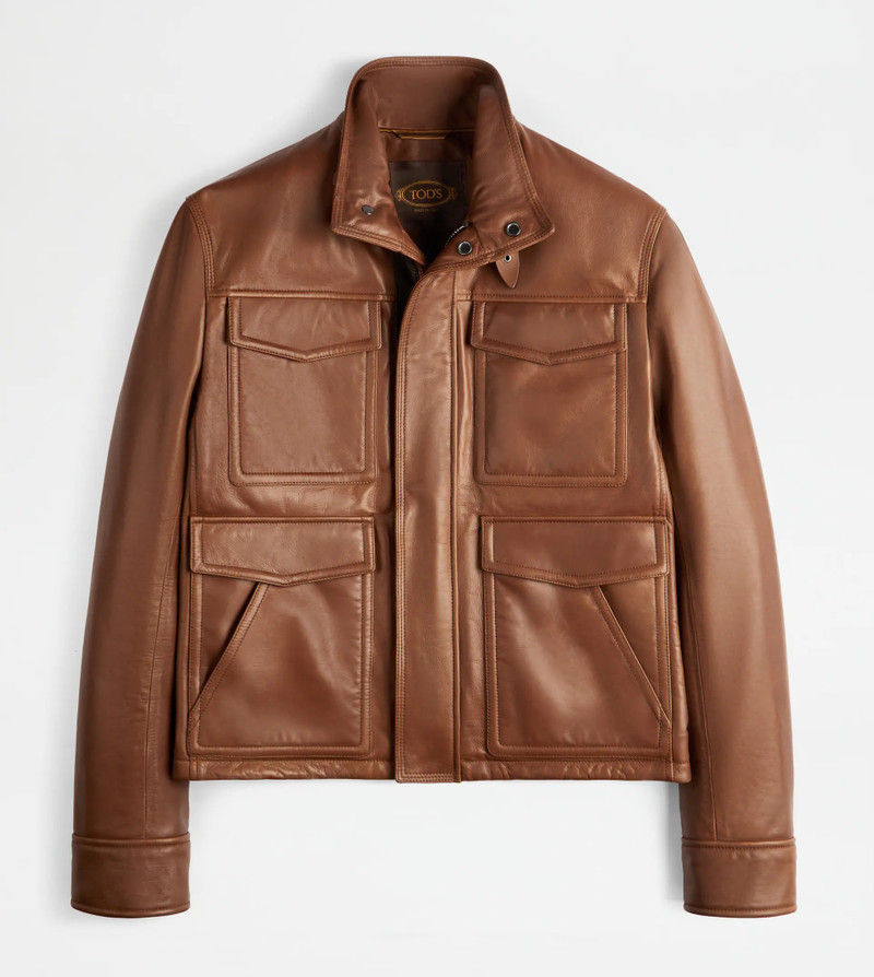RACING JACKET IN LEATHER - BROWN 1