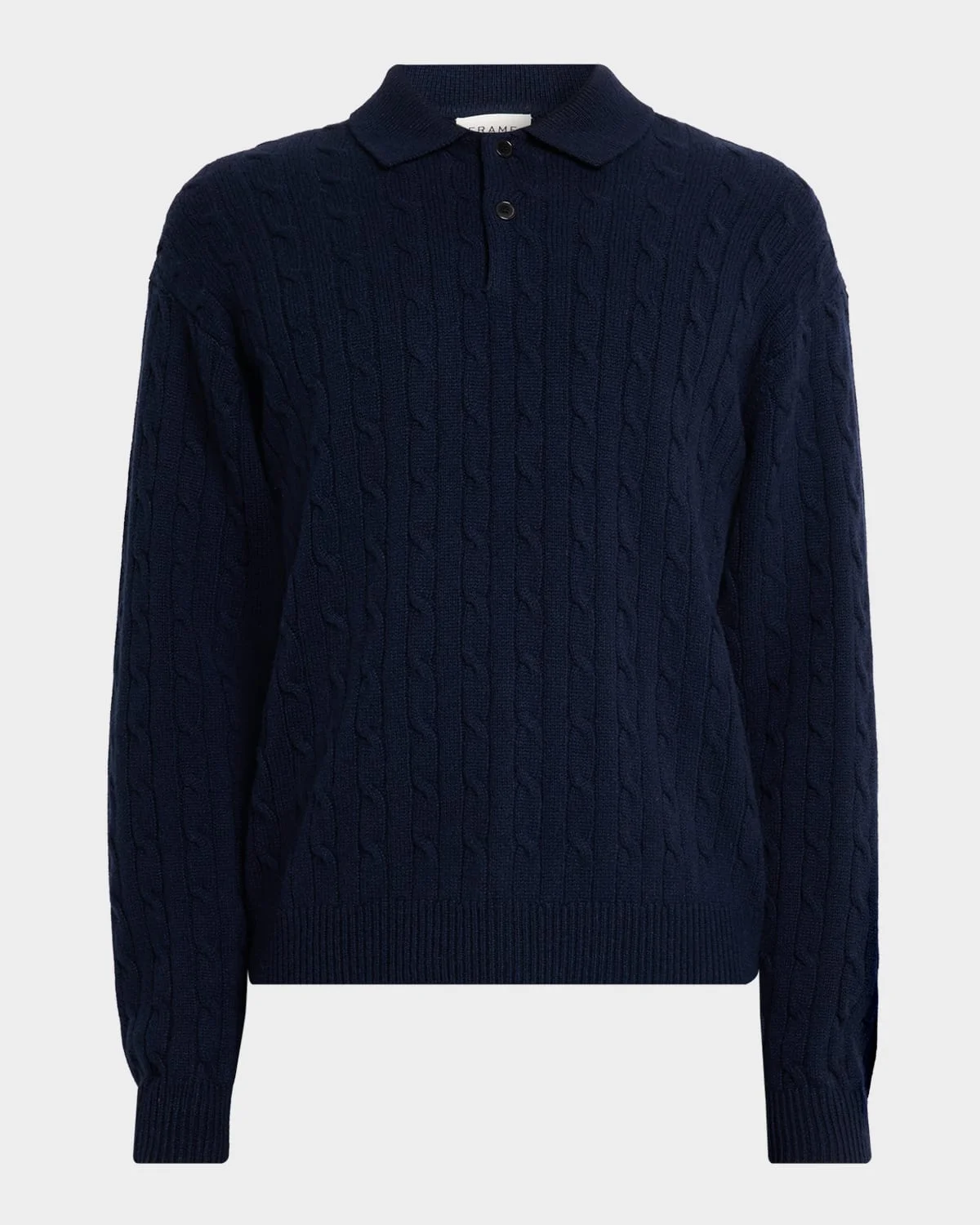Men's Wool and Cashmere Cable Polo Sweater - 1