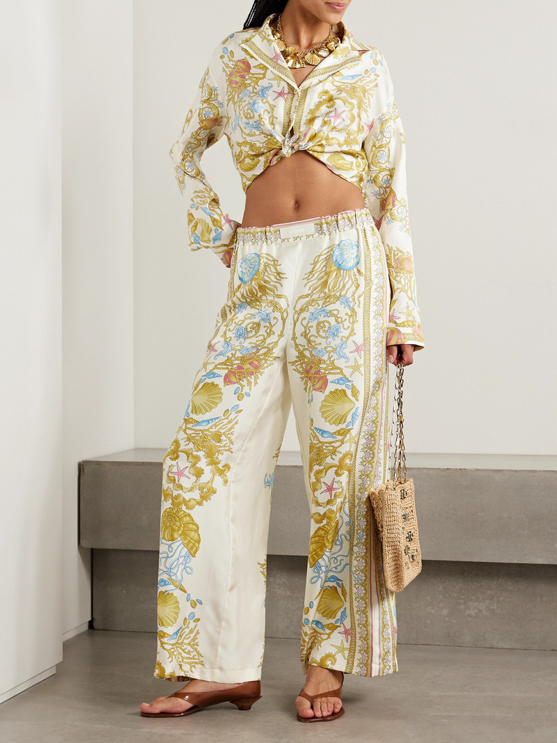VERSACE Printed Silk-twill Wide-leg Pants outlook