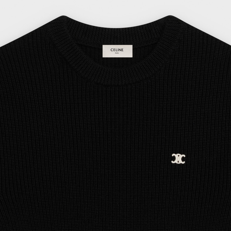 CREW NECK SWEATER IN 'TRIOMPHE' RIBBED WOOL 3
