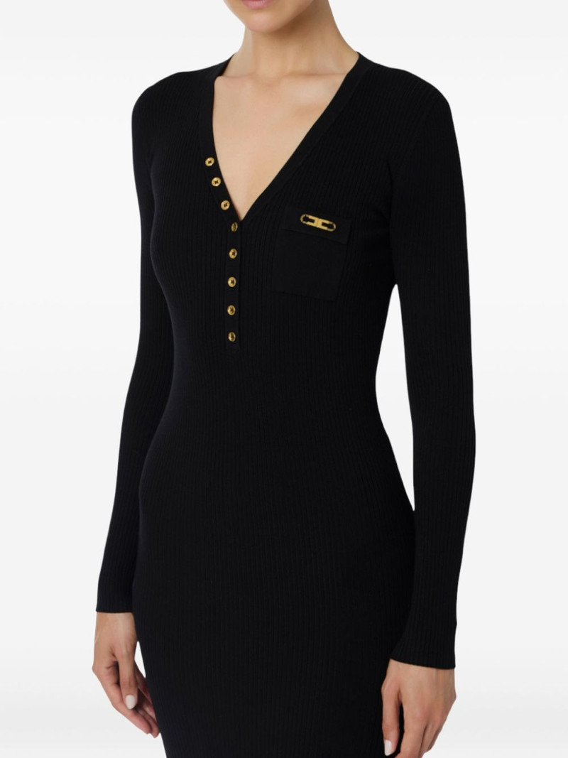 ribbed button-fastening midi dress 4