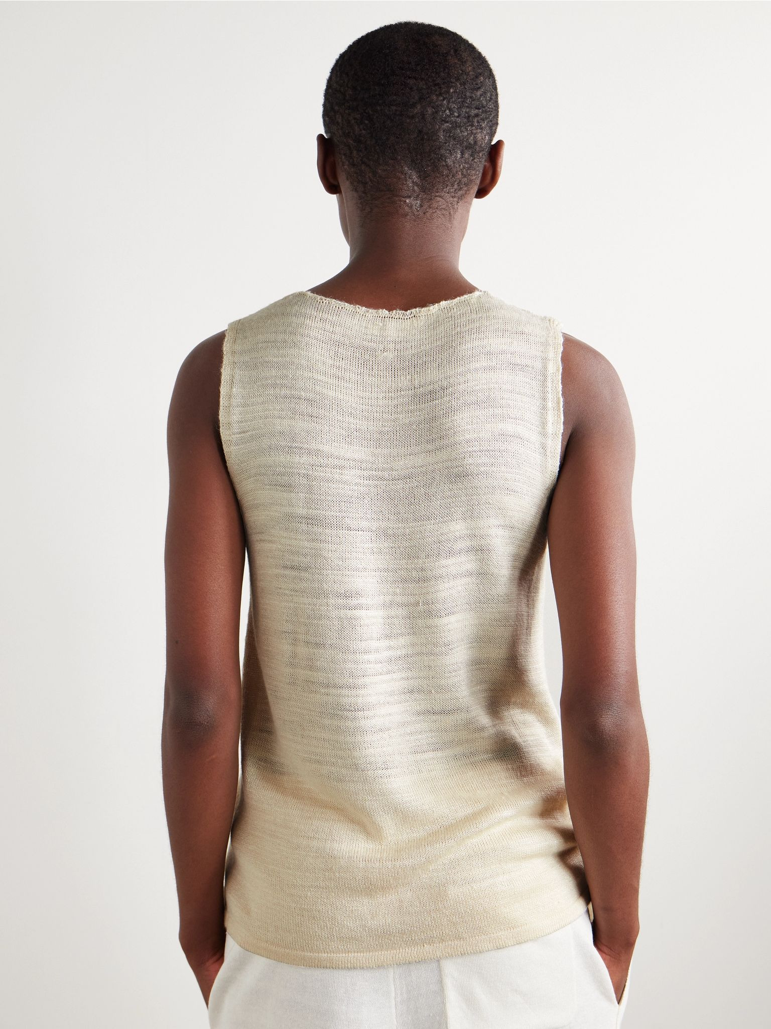 Juyah open-knit silk tank Ecru - 4