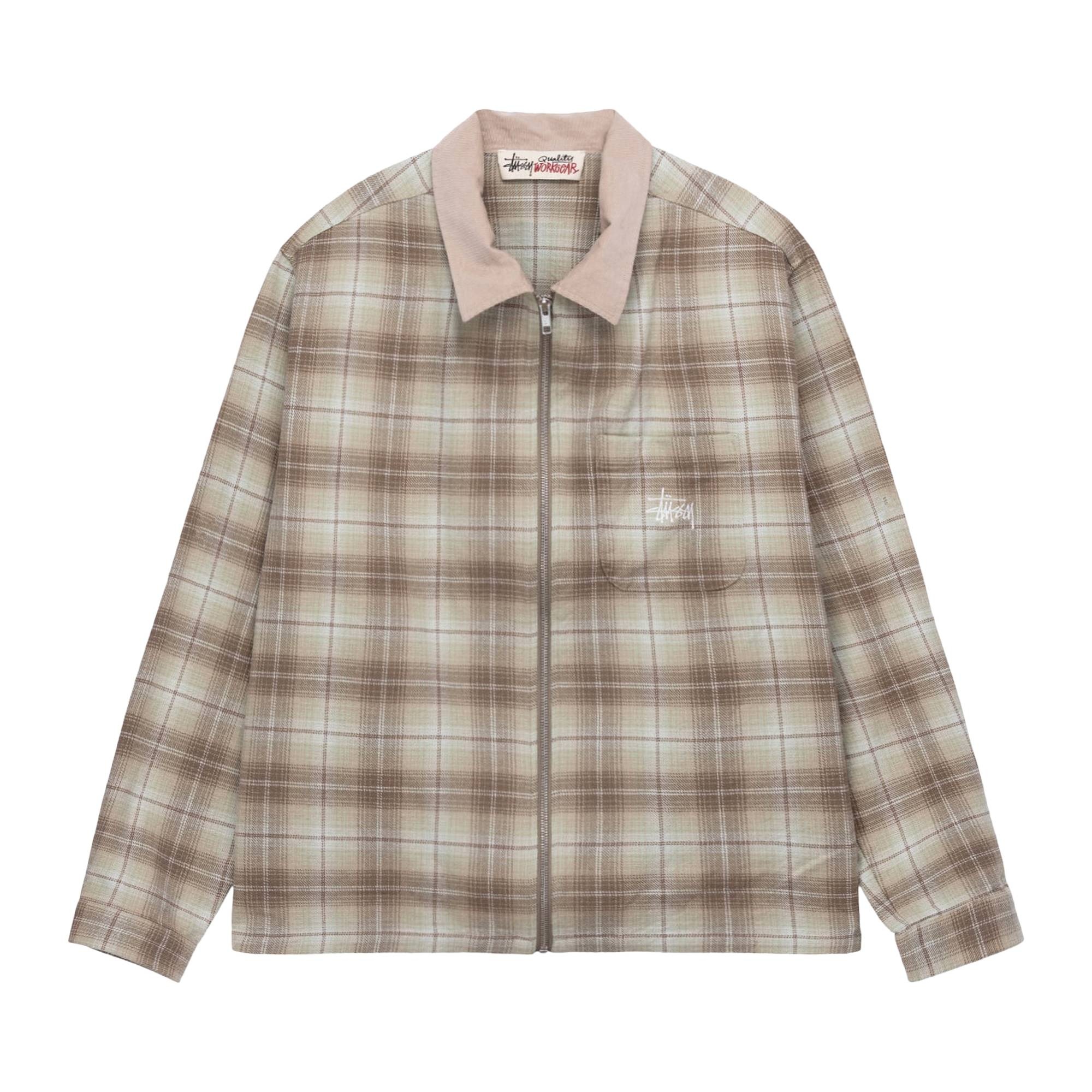 Stussy Frank Plaid Zip Shirt 'Tan' - 1