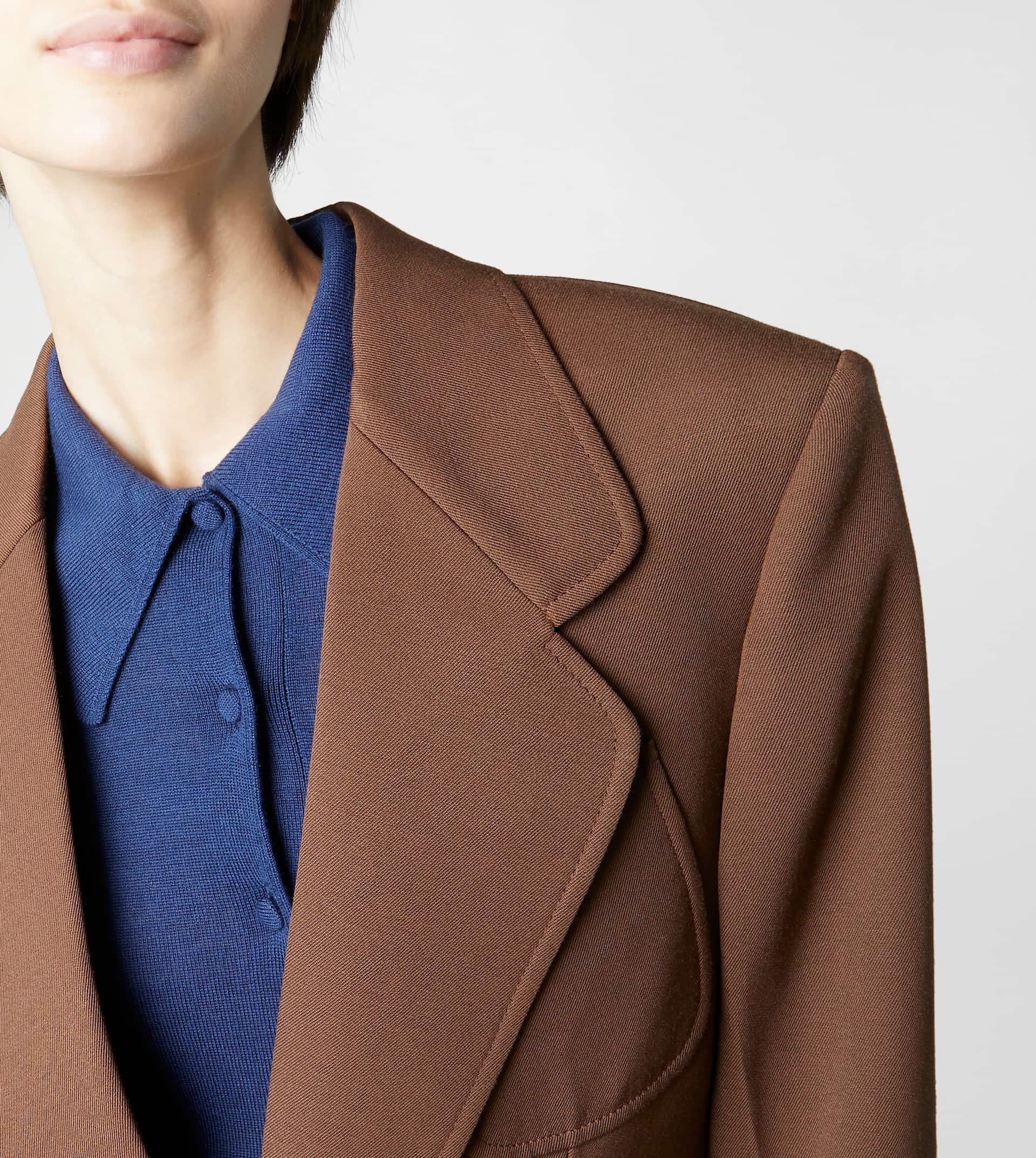 JACKET IN WOOL - BROWN - 5