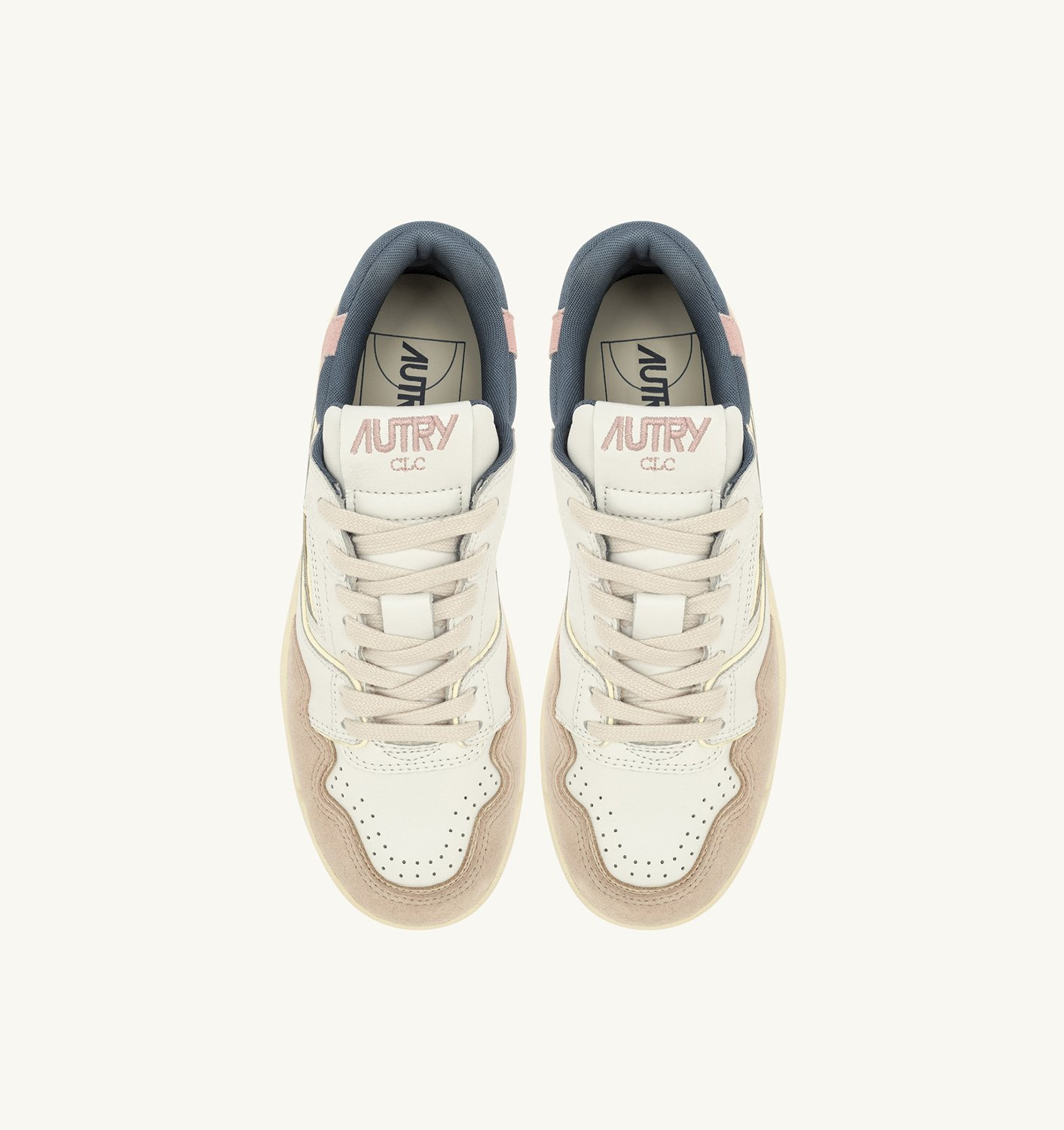 CLC LOW SNEAKERS IN WHITE AND PEACH WHIP LEATHER SUEDE - 5