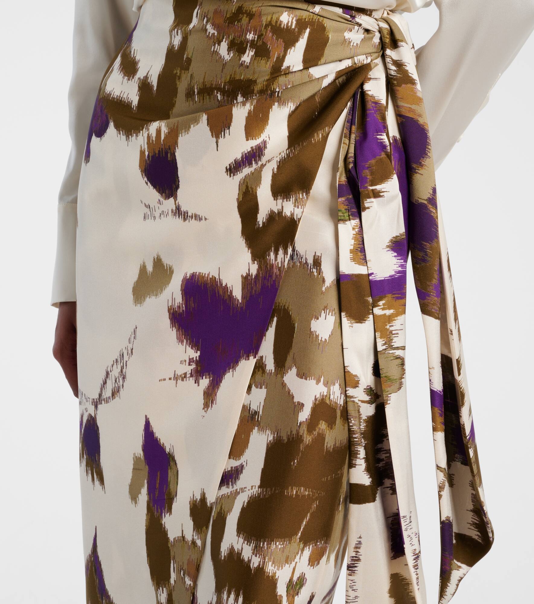 Dritto printed silk wrap skirt - 4