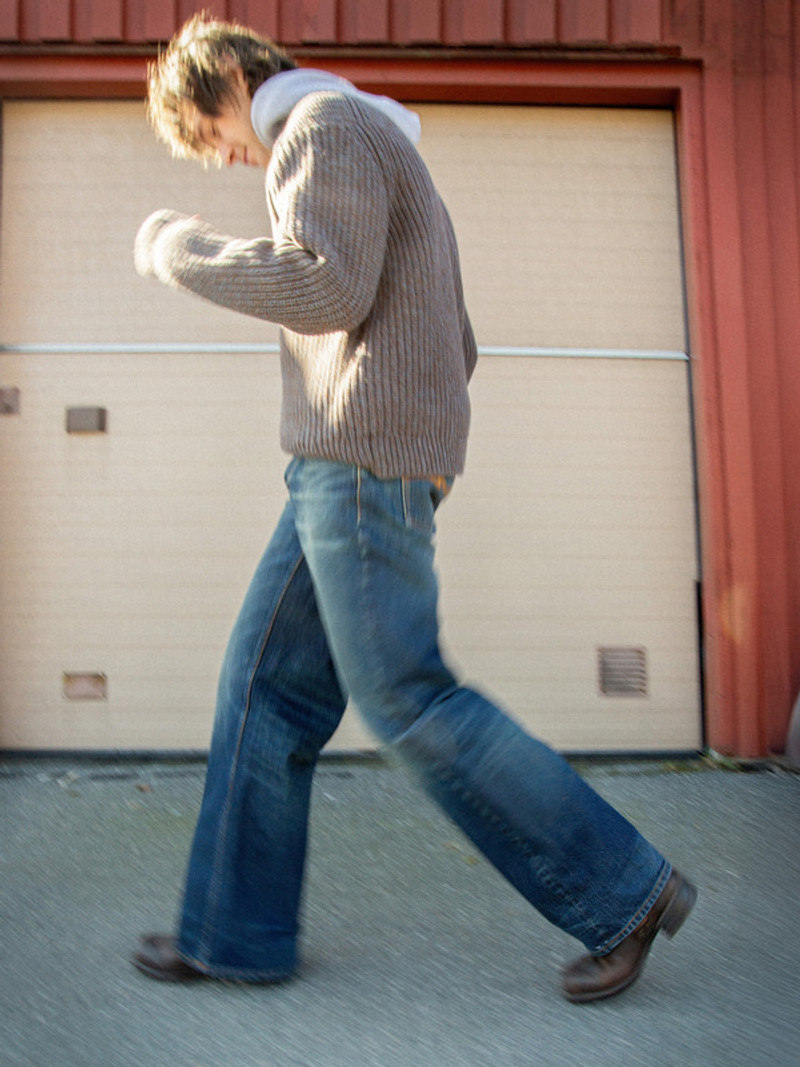 Nudie Jeans August Chunky Crew Neck Knit Brown outlook