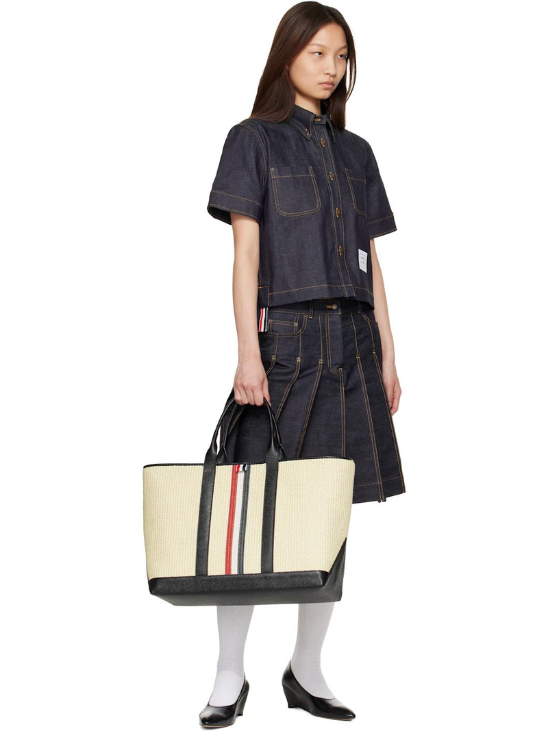Thom Browne Navy Pleated Denim Miniskirt outlook