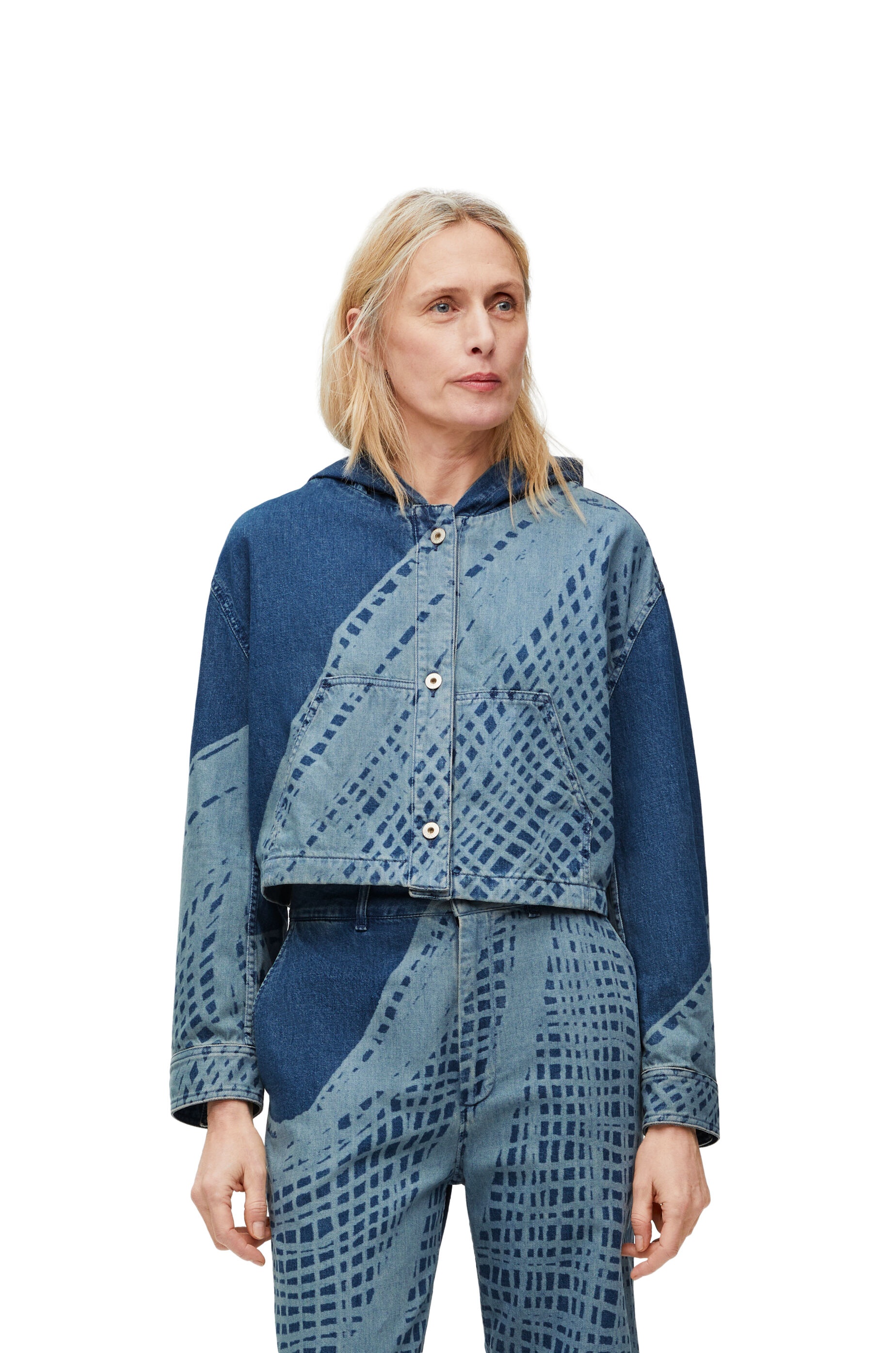 Cropped hooded jacket in denim - 3