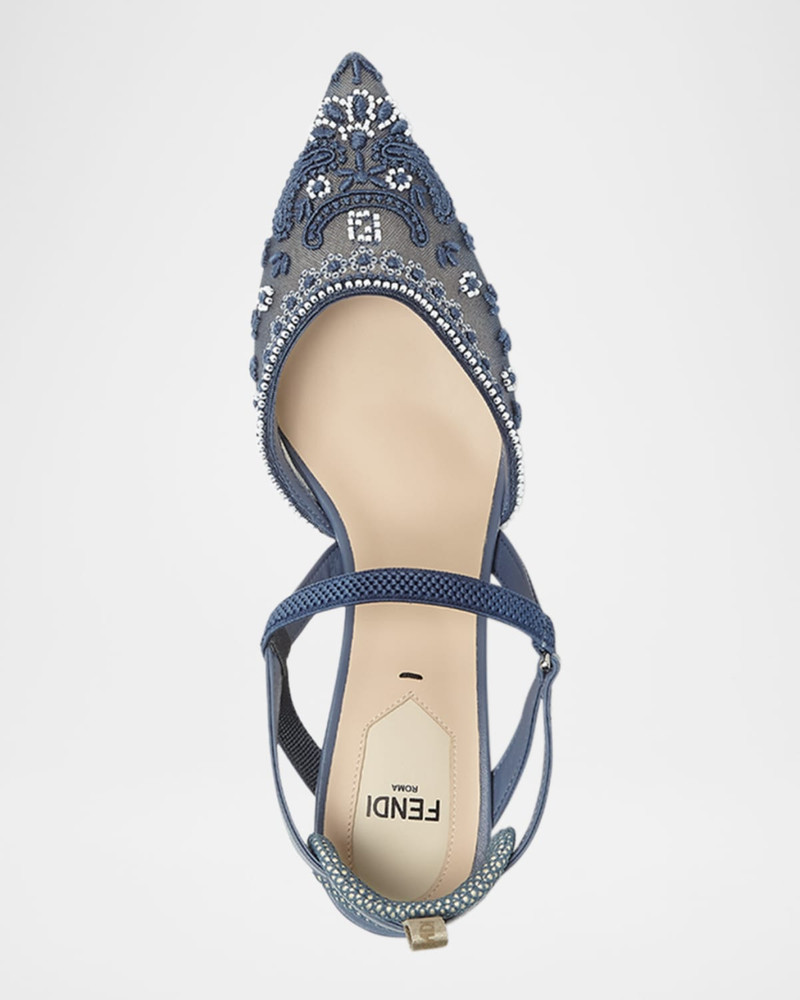 Colibri Embroidered Mesh Sporty Slingback Pumps 4