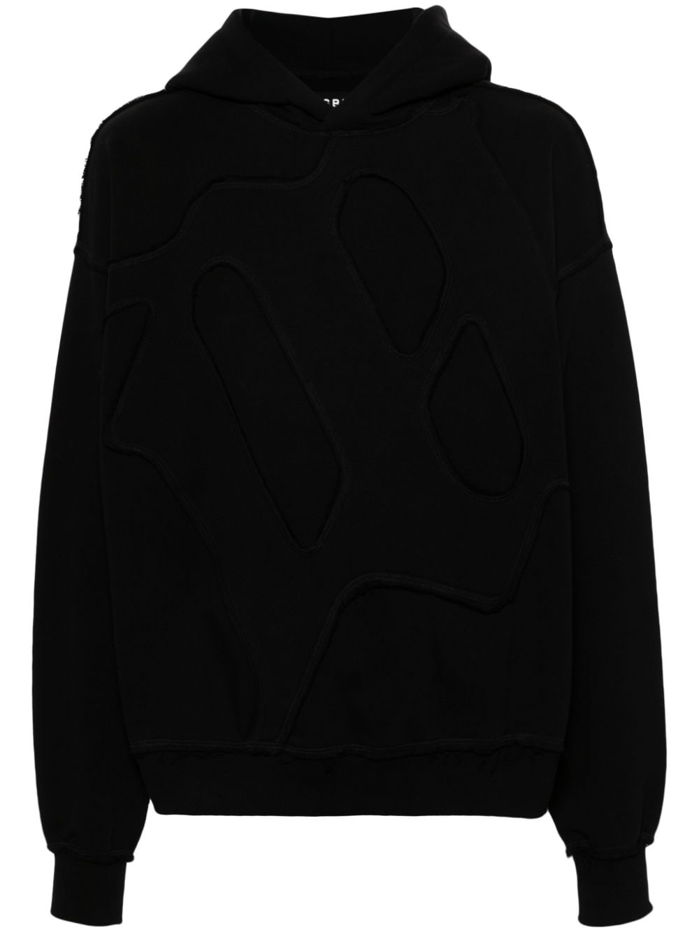 frayed-detailing panelled hoodie - 1
