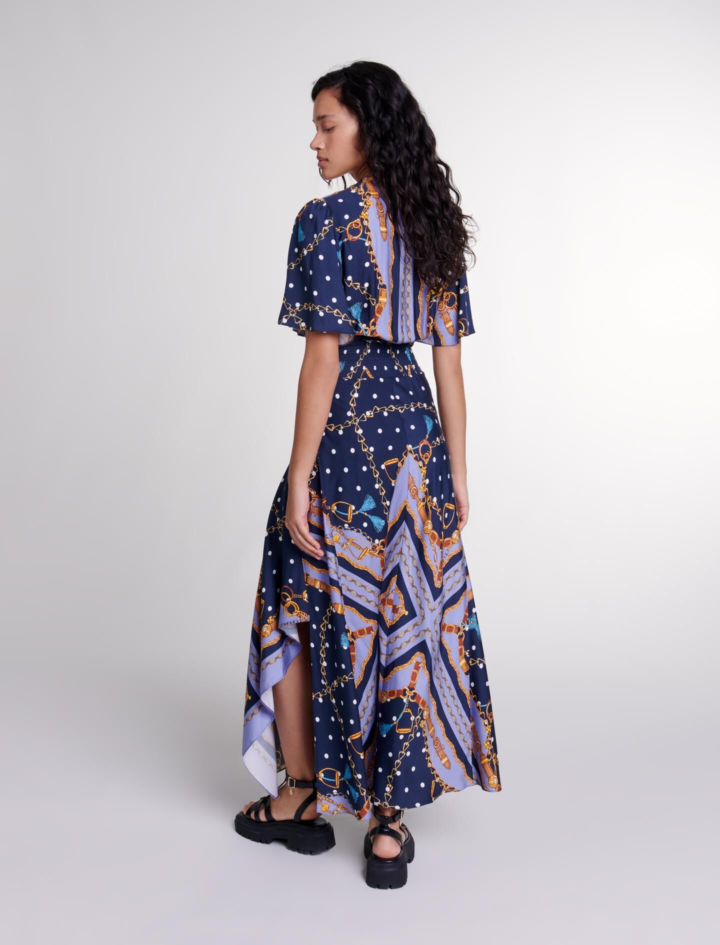 Satin-look patterned maxi dress - 4