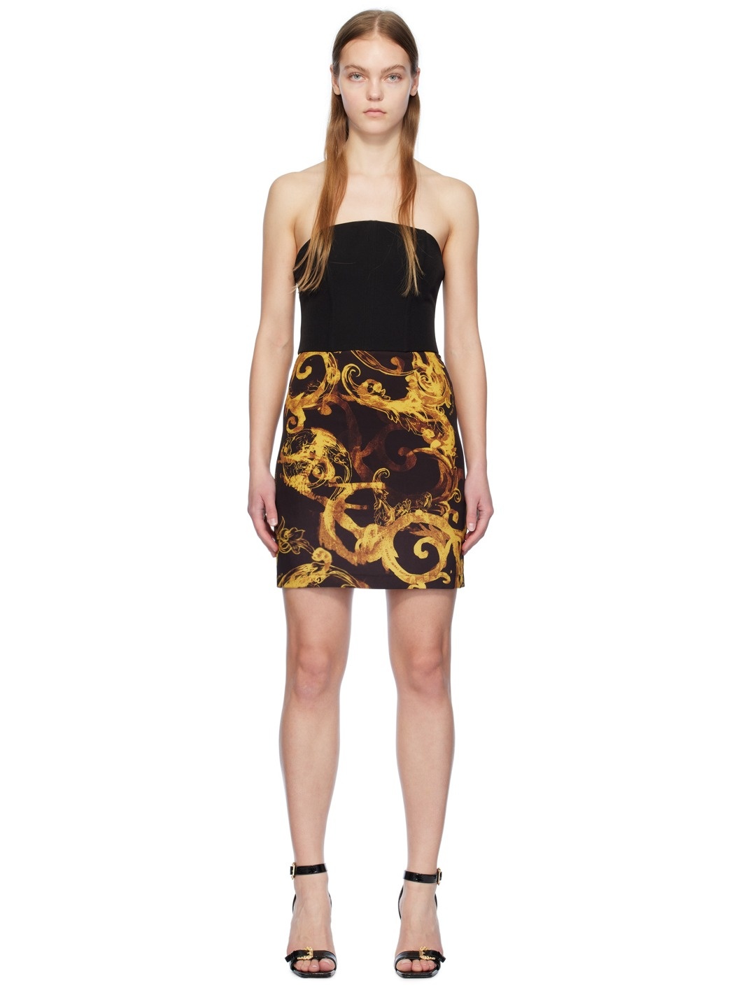 Black Graphic Minidress - 1
