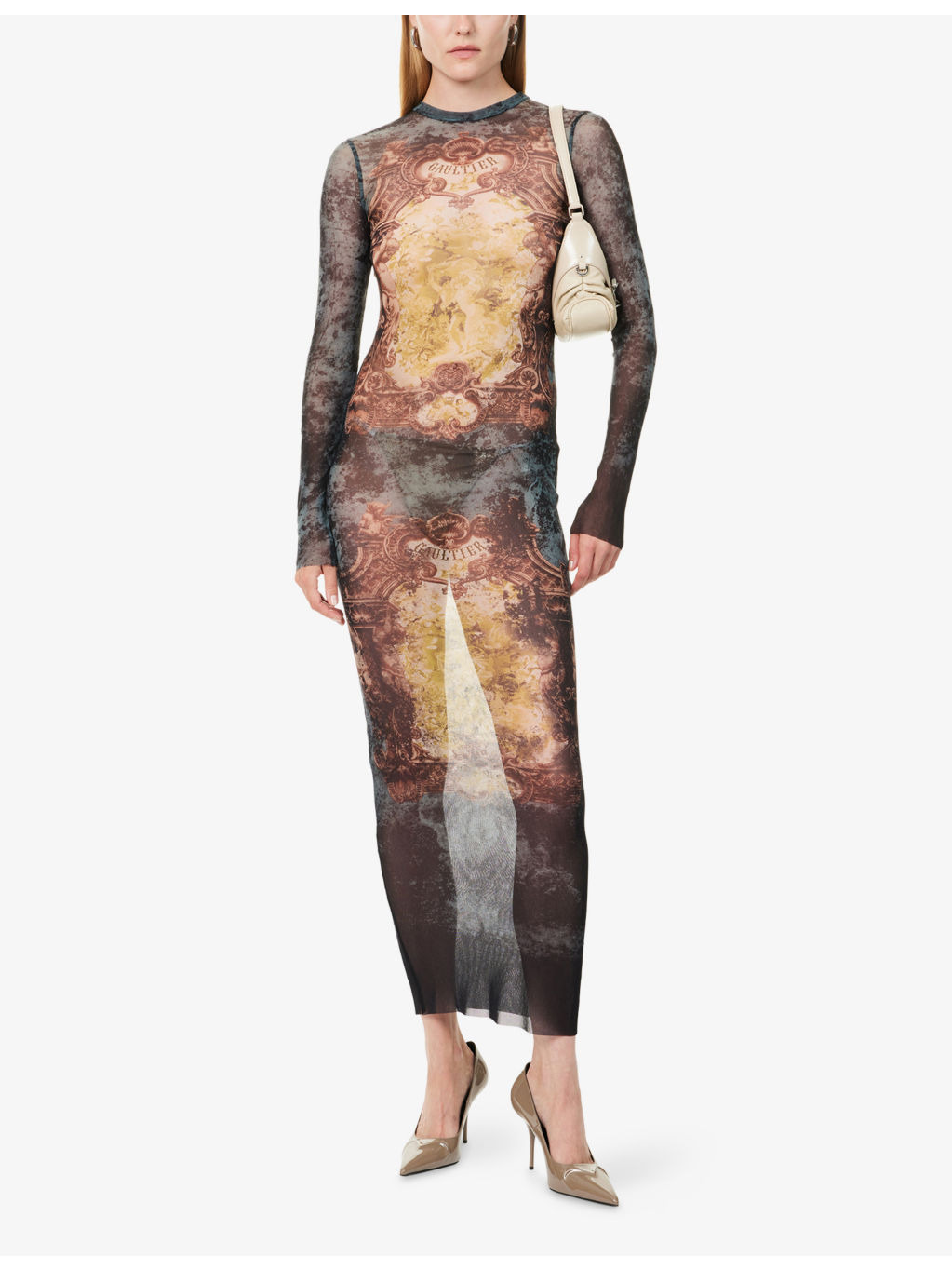 Printed Long-Sleeves Woven Midi Dress - 2