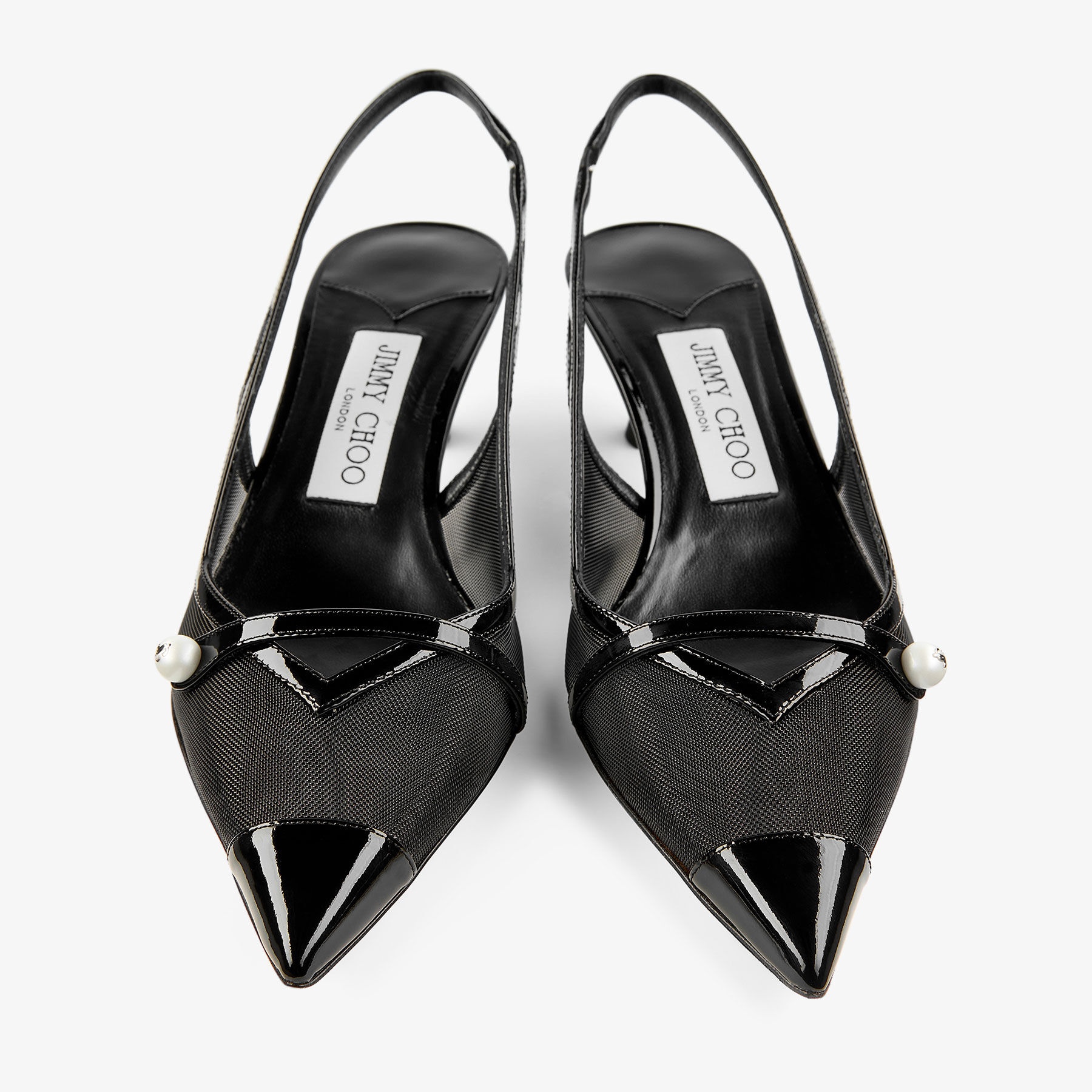 Amita 45
Black Patent Leather and Mesh Slingbacks - 4