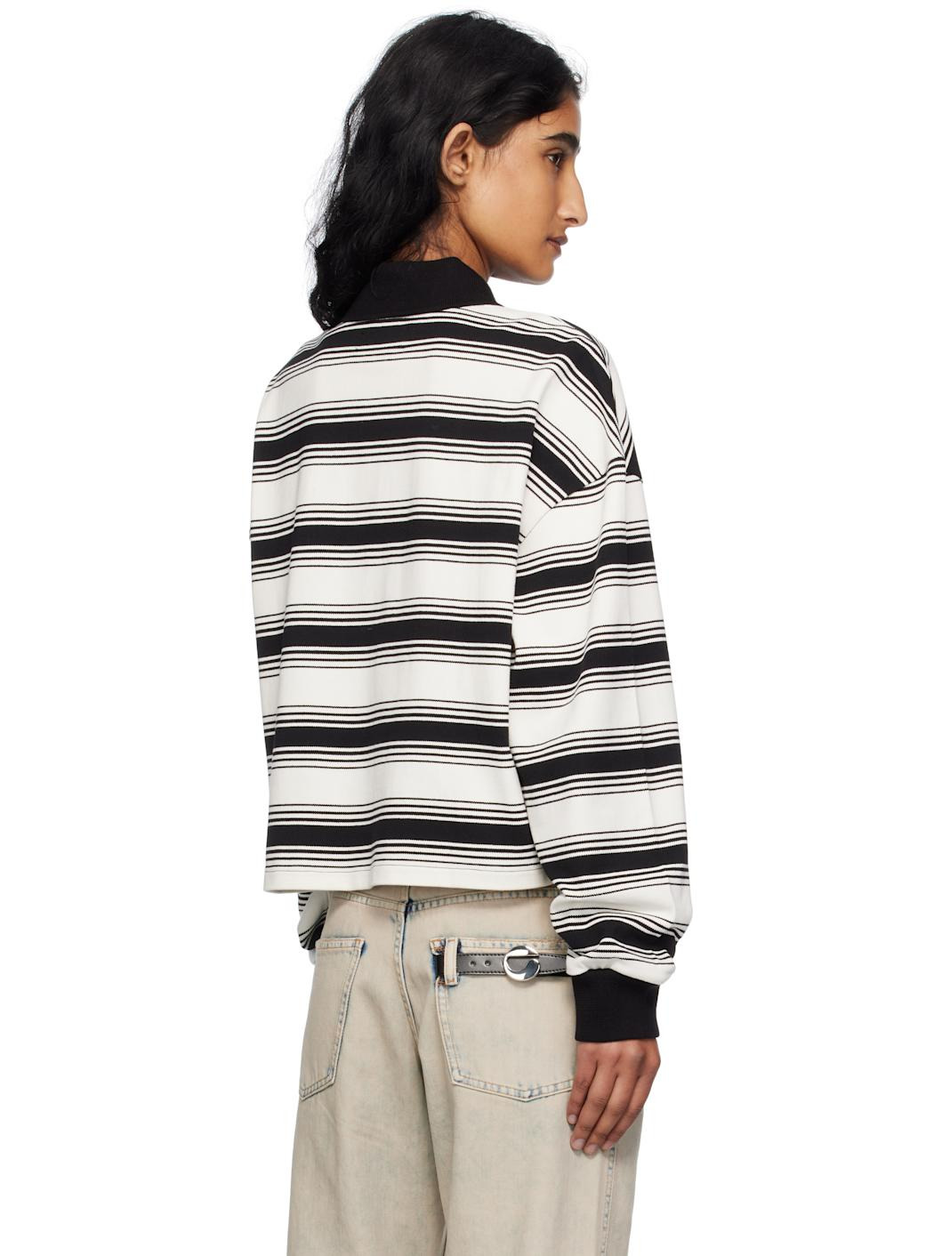 White MA Stripe Oversized Polo - 3