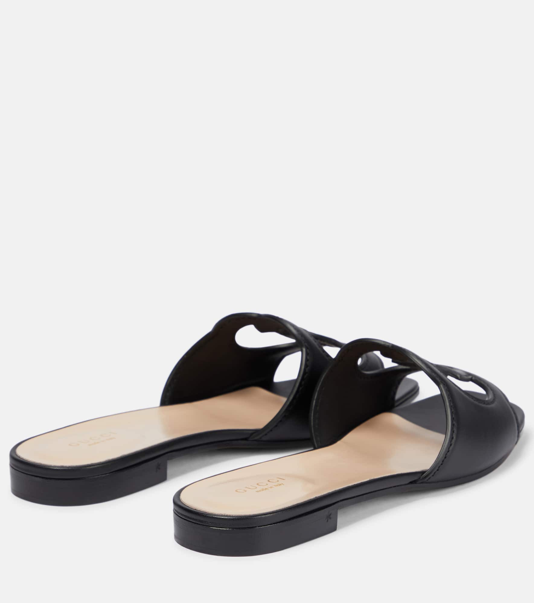 Interlocking G cutout leather sandals - 3