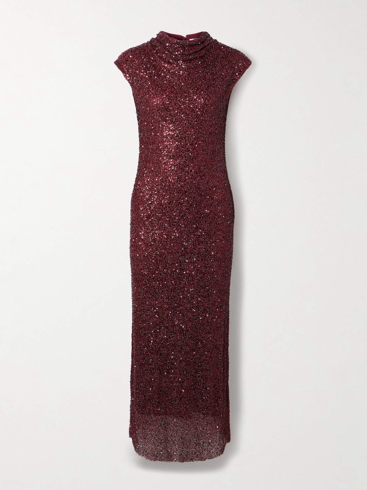 Zaria Embellished Draped Mesh Midi Dress - 1