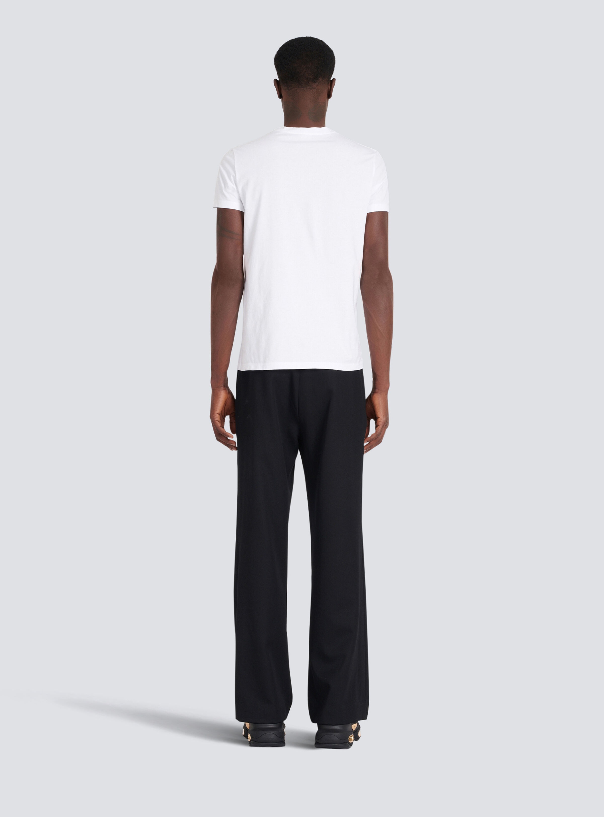 Eco-designed cotton T-shirt with Balmain Paris logo print - 4