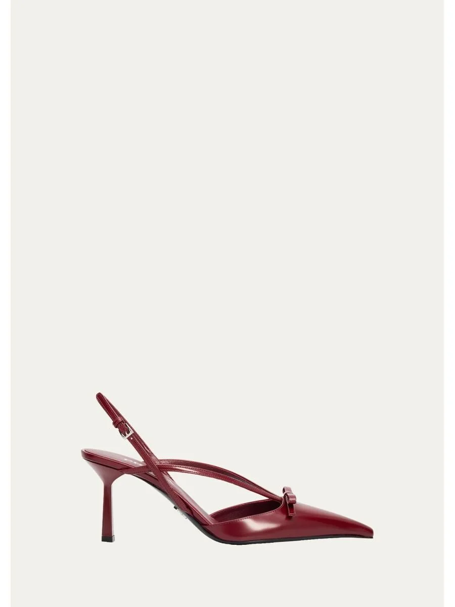 75mm Strappy Leather Slingback Pumps - 1