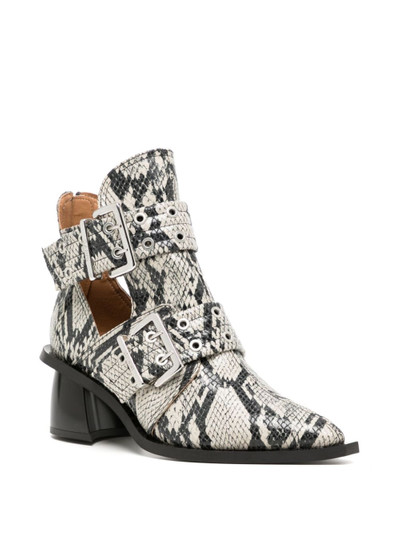 GANNI 50mm snakeskin-effect leather boots outlook