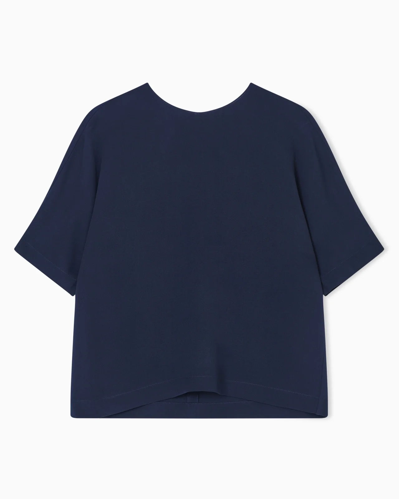 TRIPLE SILK GEORGETTE CREW-NECK BLOUSE - 1