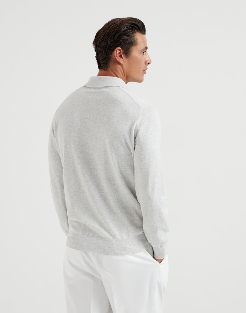 Brunello Cucinelli Cotton lightweight polo-style sweater outlook