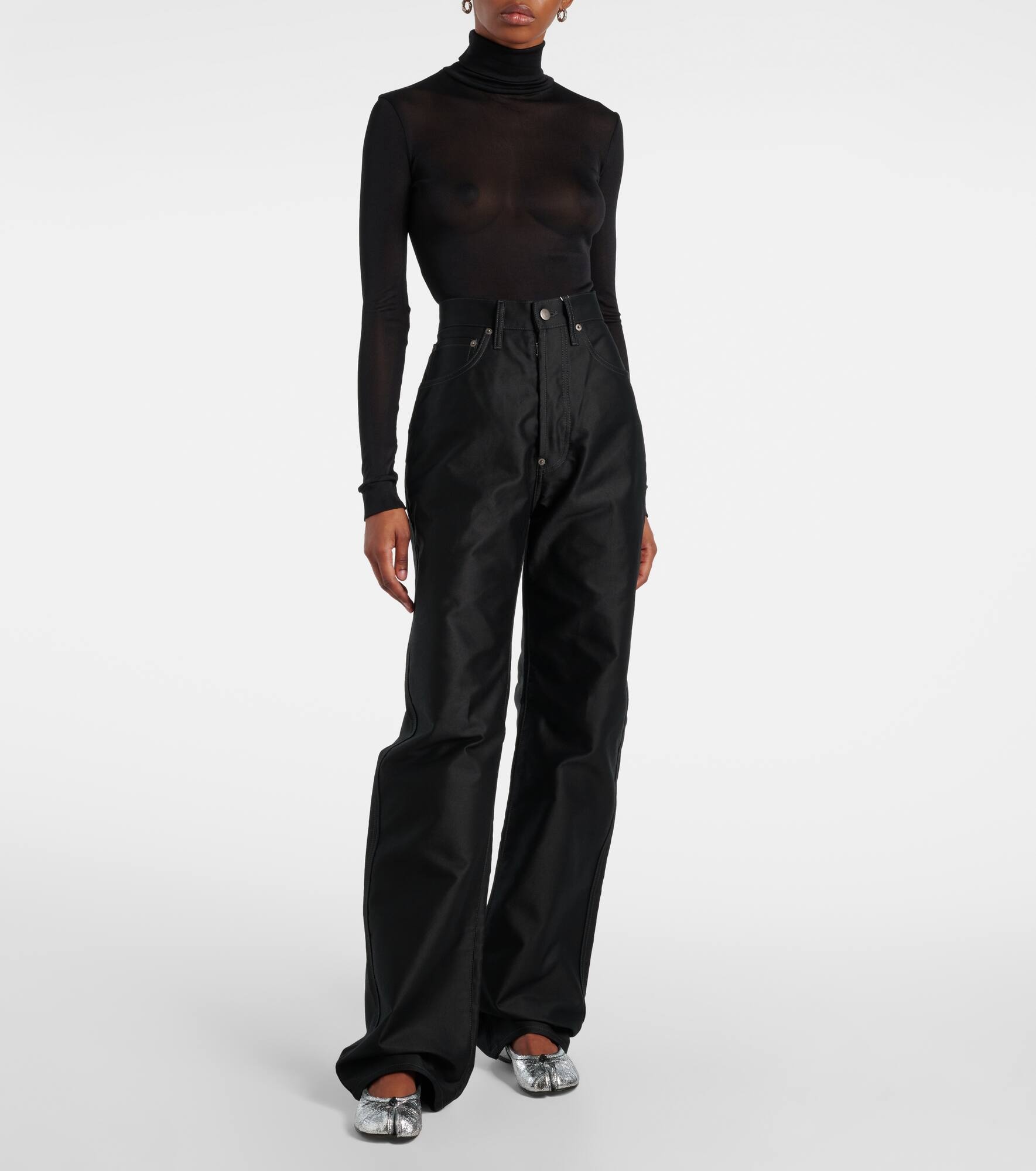 Coated high-rise wide-leg jeans - 7