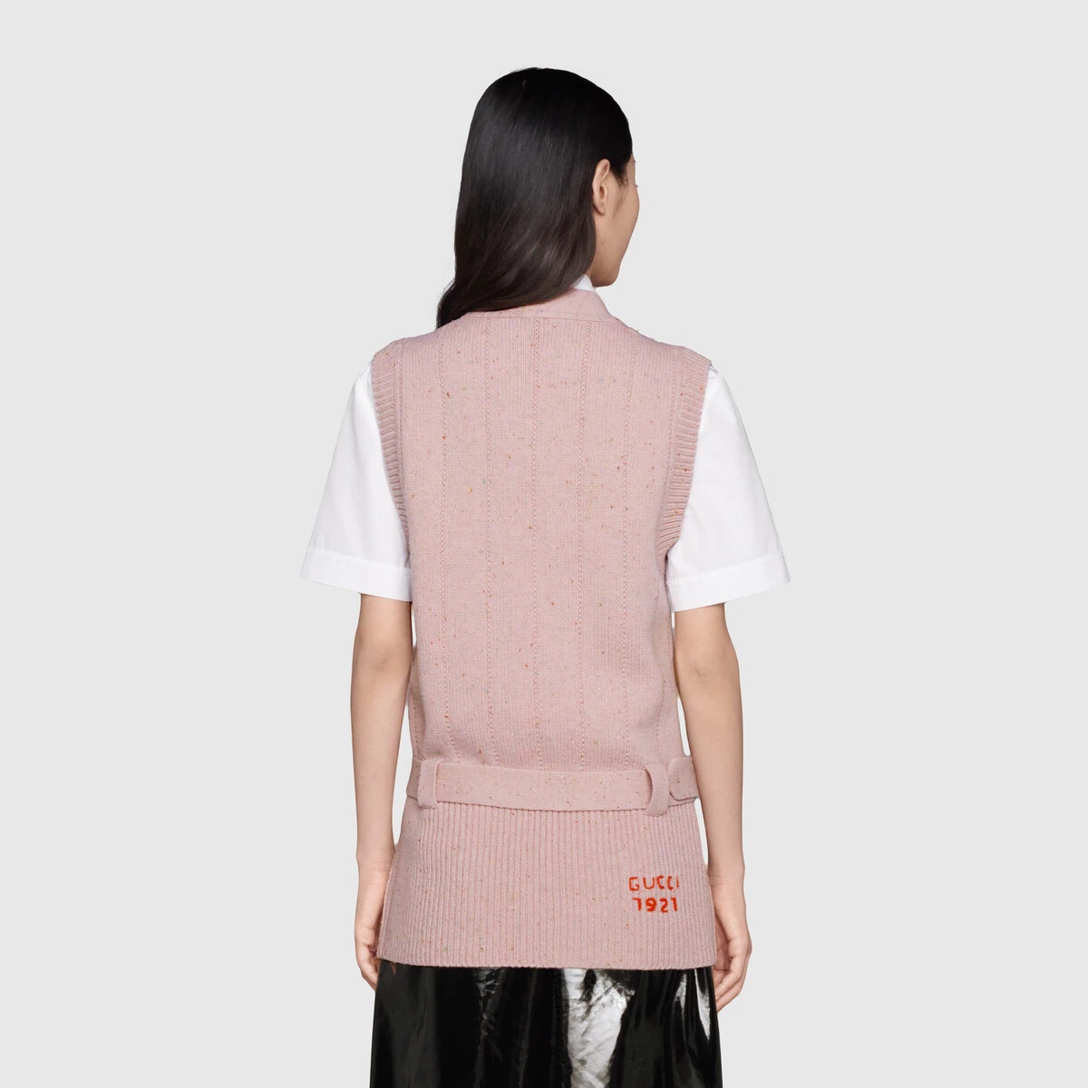 Belted rib wool knit vest - 4