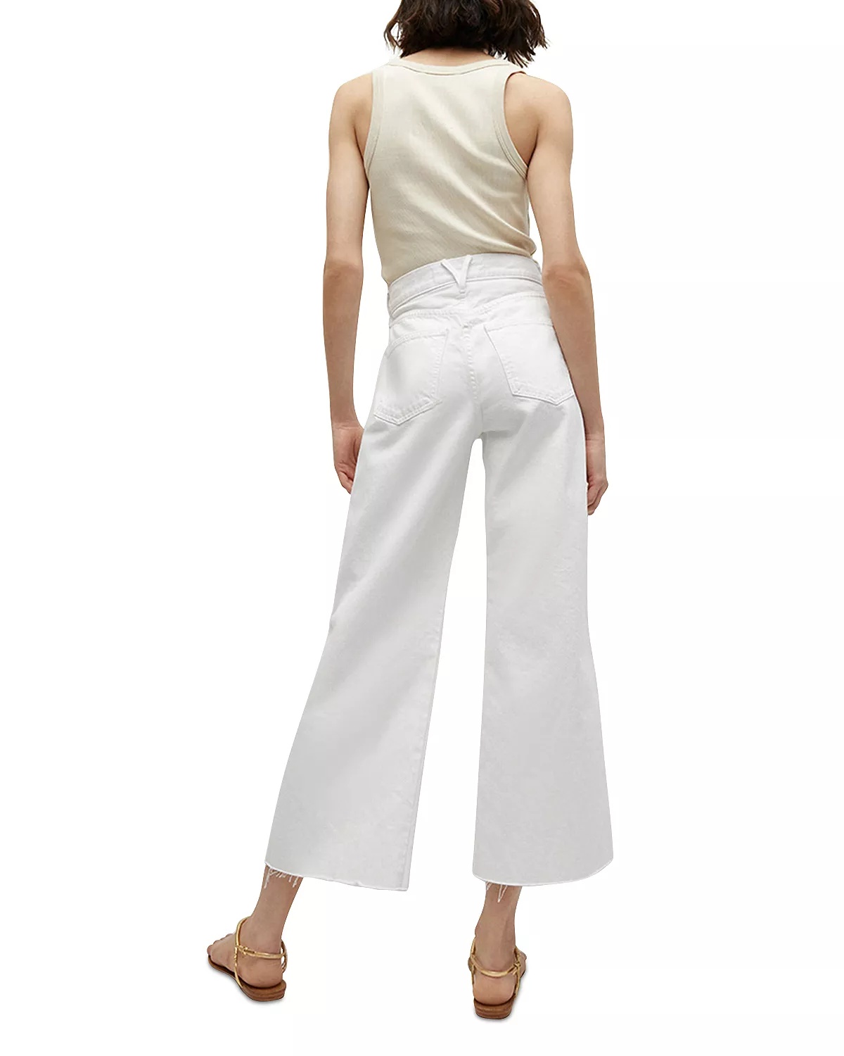 Taylor High Rise Cropped Wide Leg Jeans in White - 3