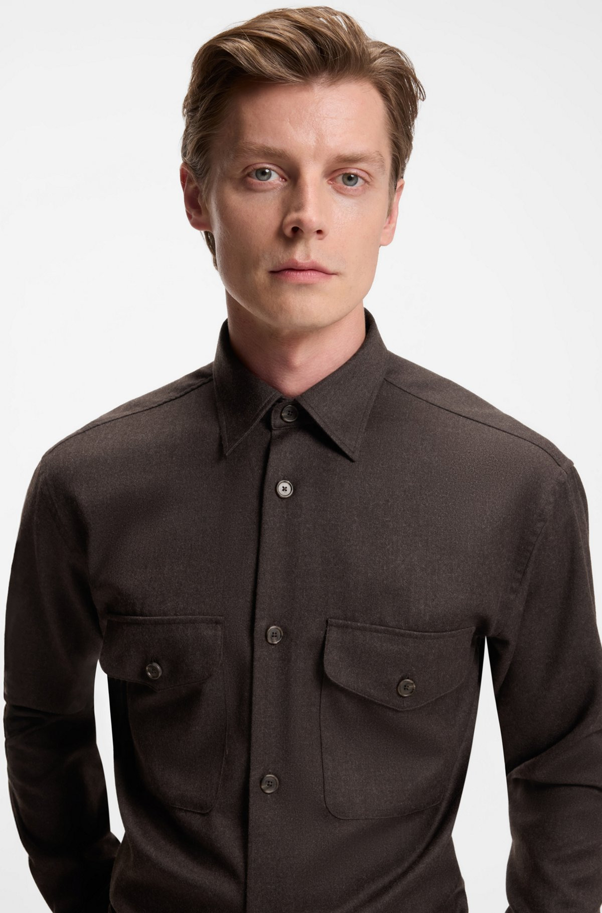 BECKHAM X BOSS RELAXED-FIT SHIRT IN VIRGIN WOOL - 3