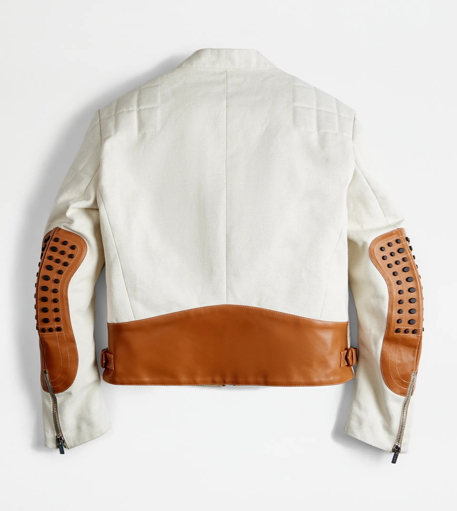 BIKER IN CANVAS AND LEATHER - BEIGE - 4