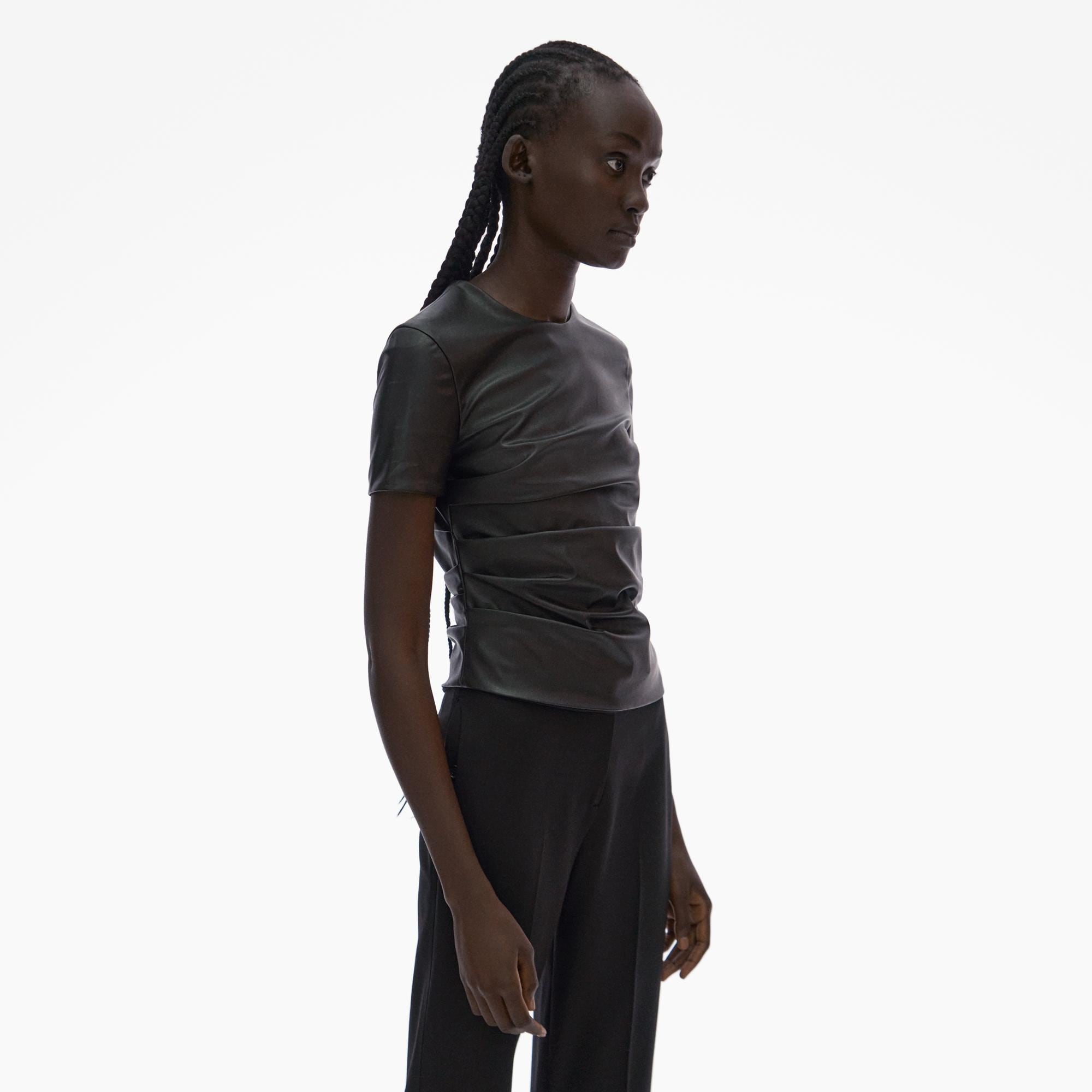 FAUX LEATHER TWIST TEE - 5