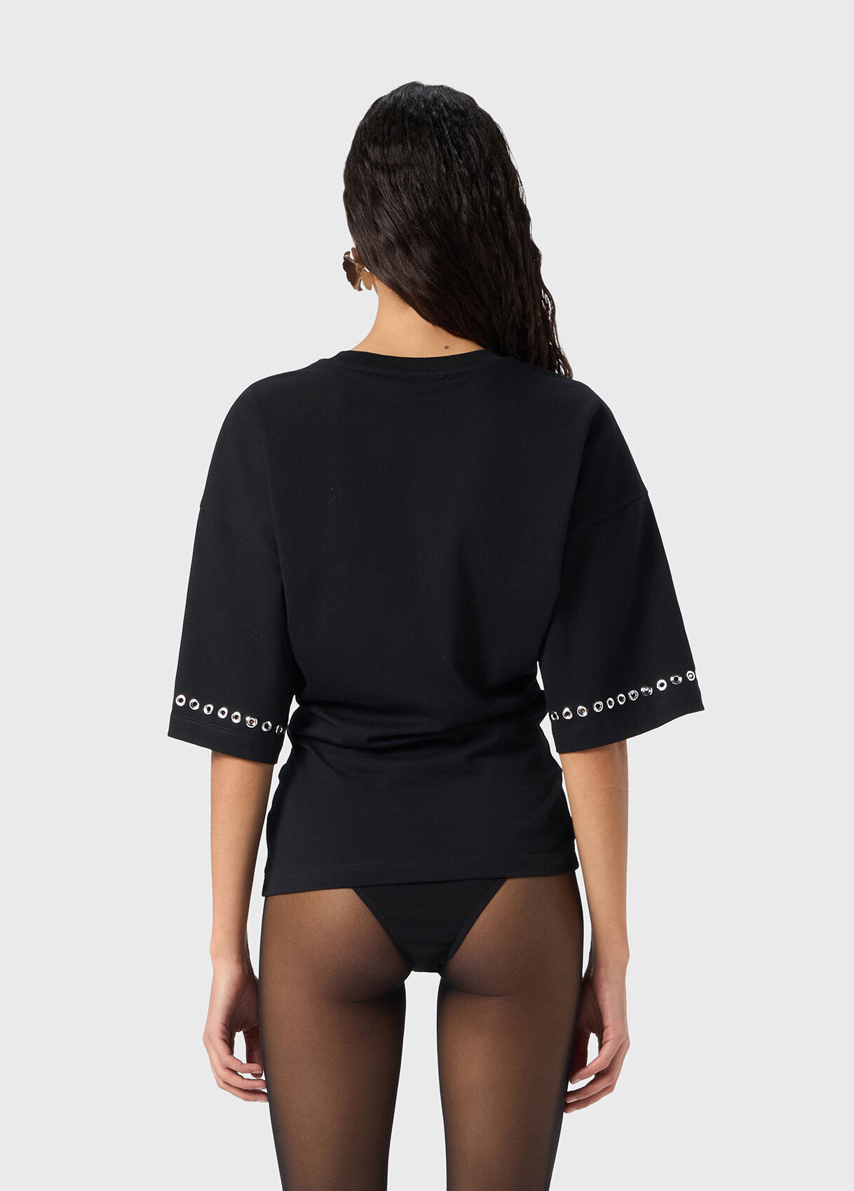 T-SHIRT WITH EMBROIDERED BUTTERFLY IN STUDS AND EYELETS - 3