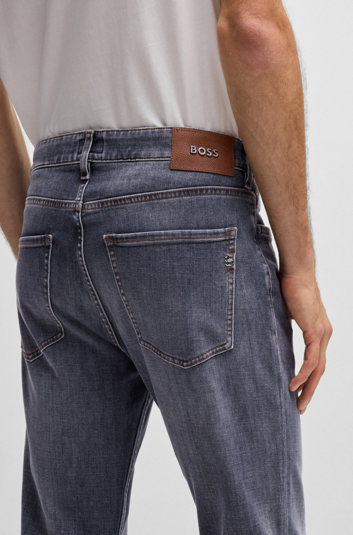 SLIM-FIT JEANS IN GRAY SOFT-TOUCH DENIM - 5