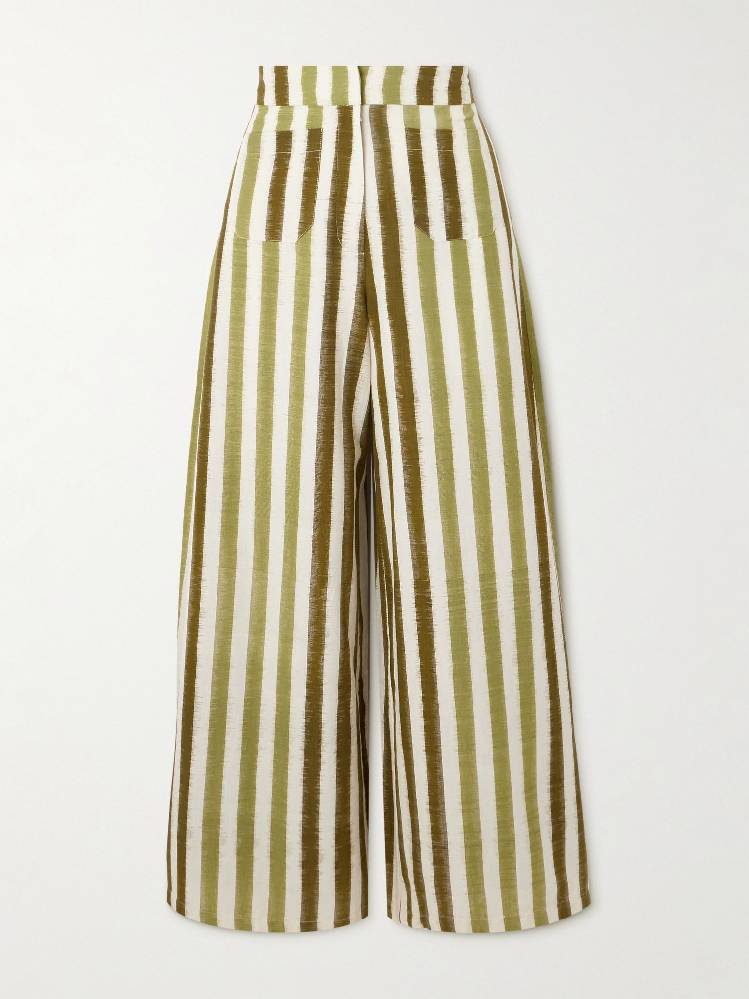 Adele striped cotton wide-leg pants Green - 1