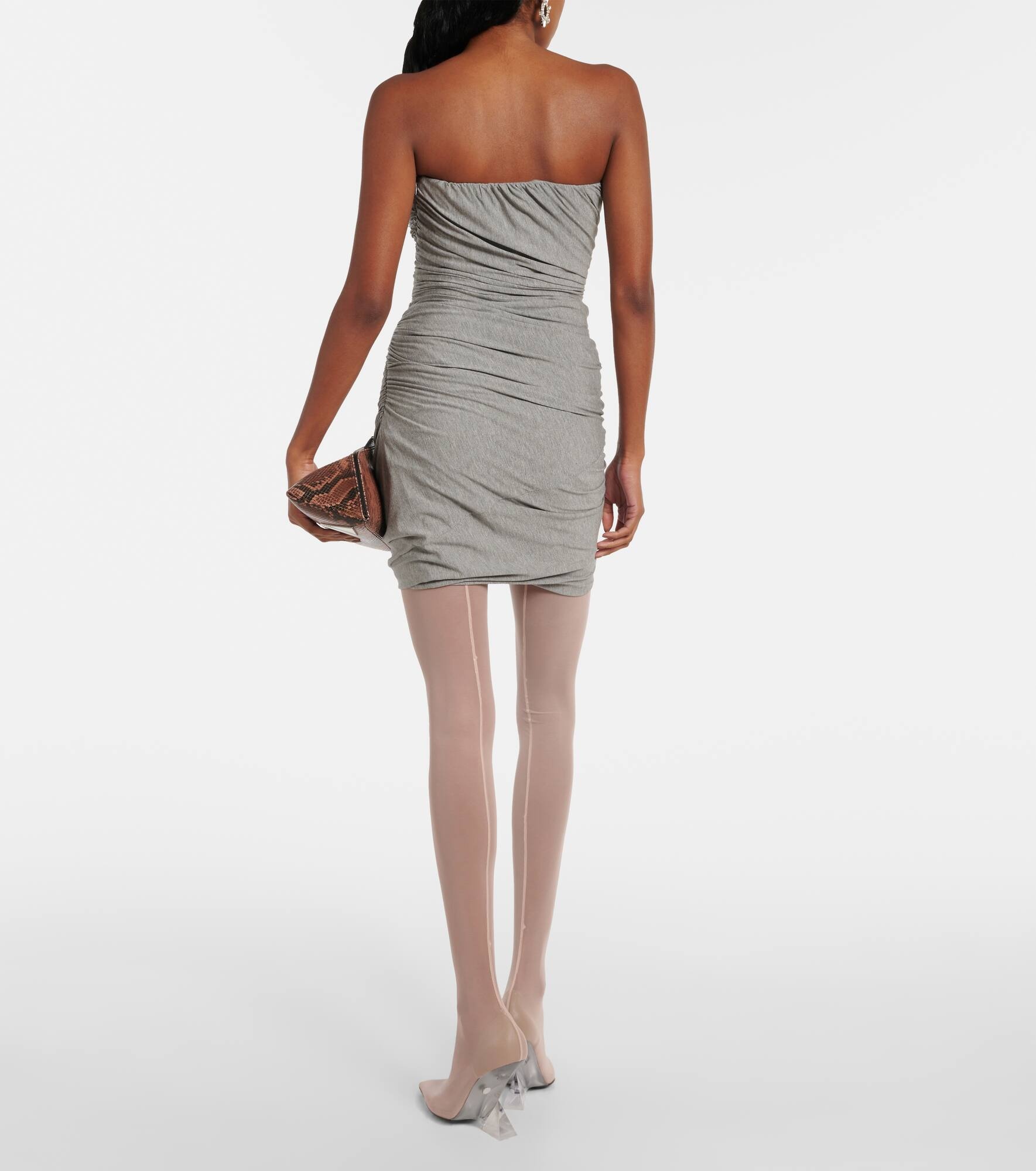 Draped strapless jersey minidress - 3