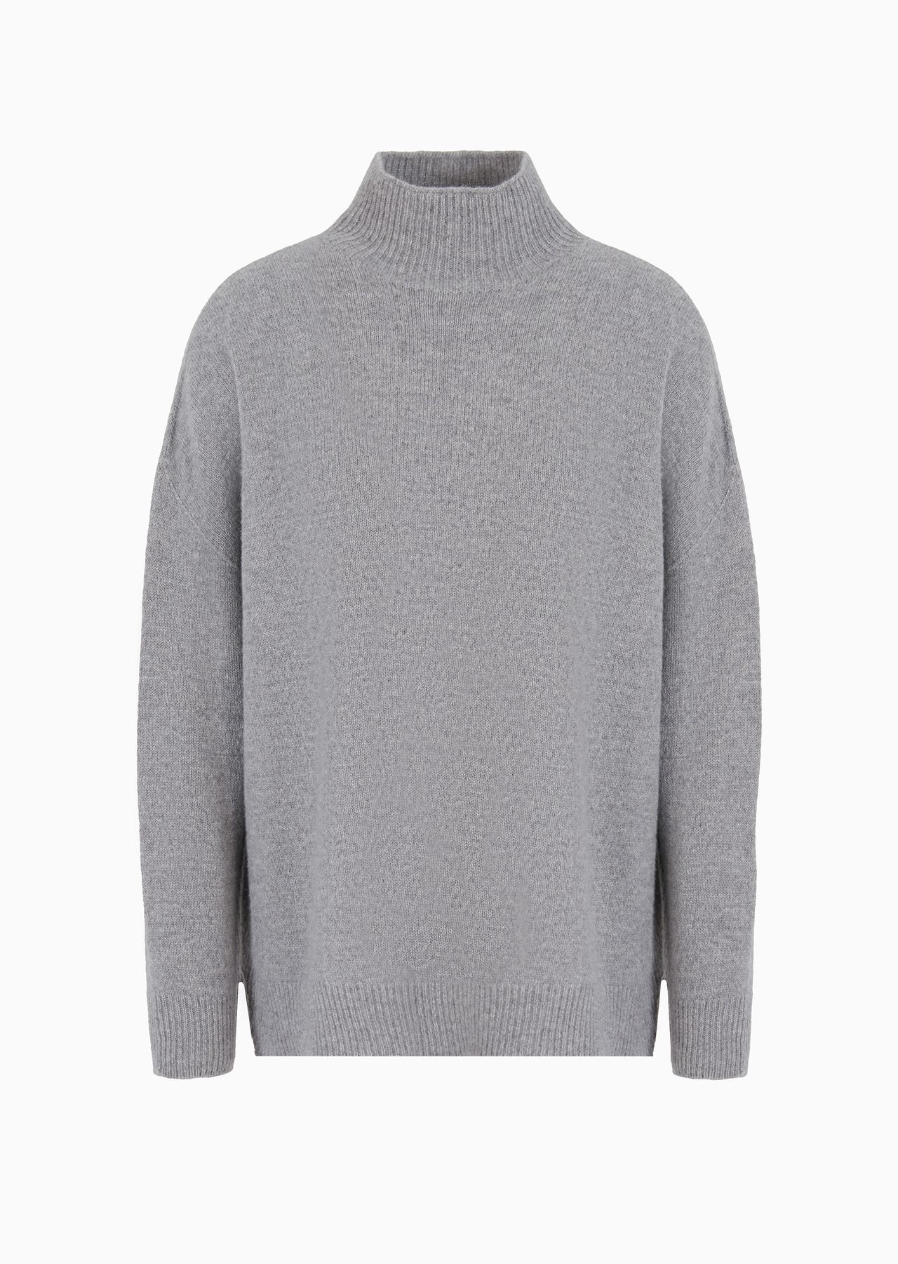 Icon virgin wool mock-neck jumper with a plated check motif - 1