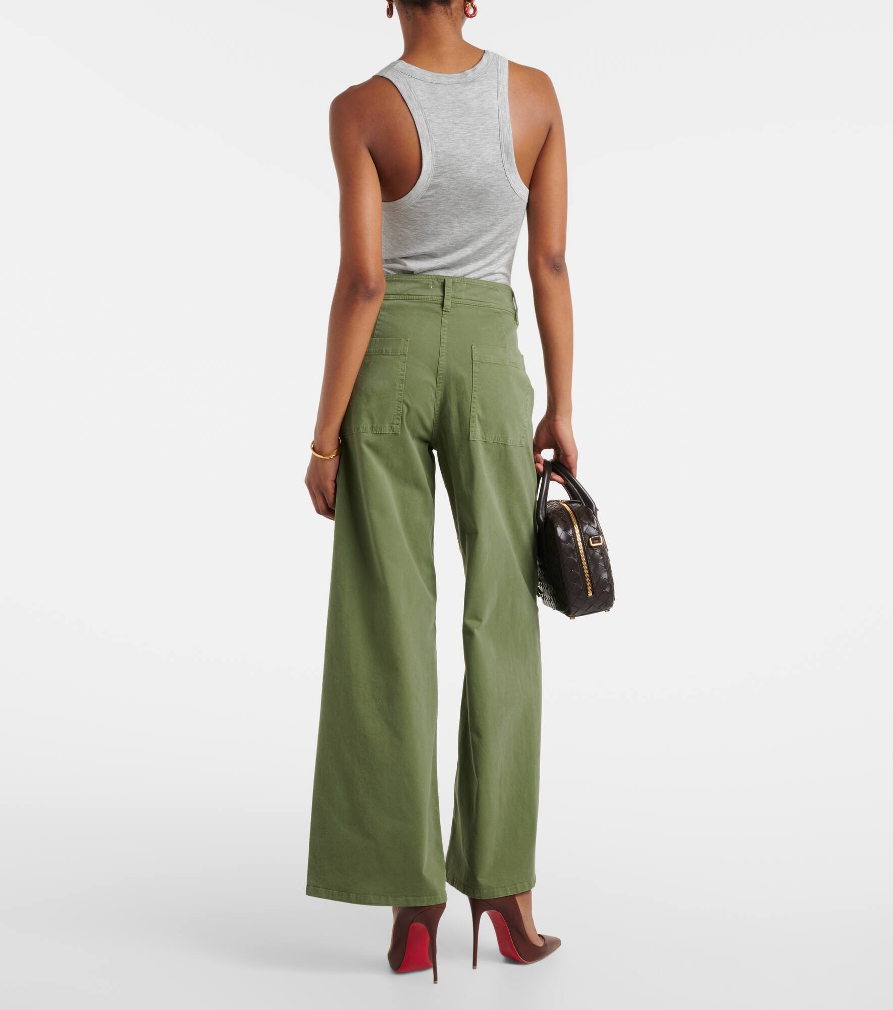 Megan high-rise cotton wide-leg pants - 3