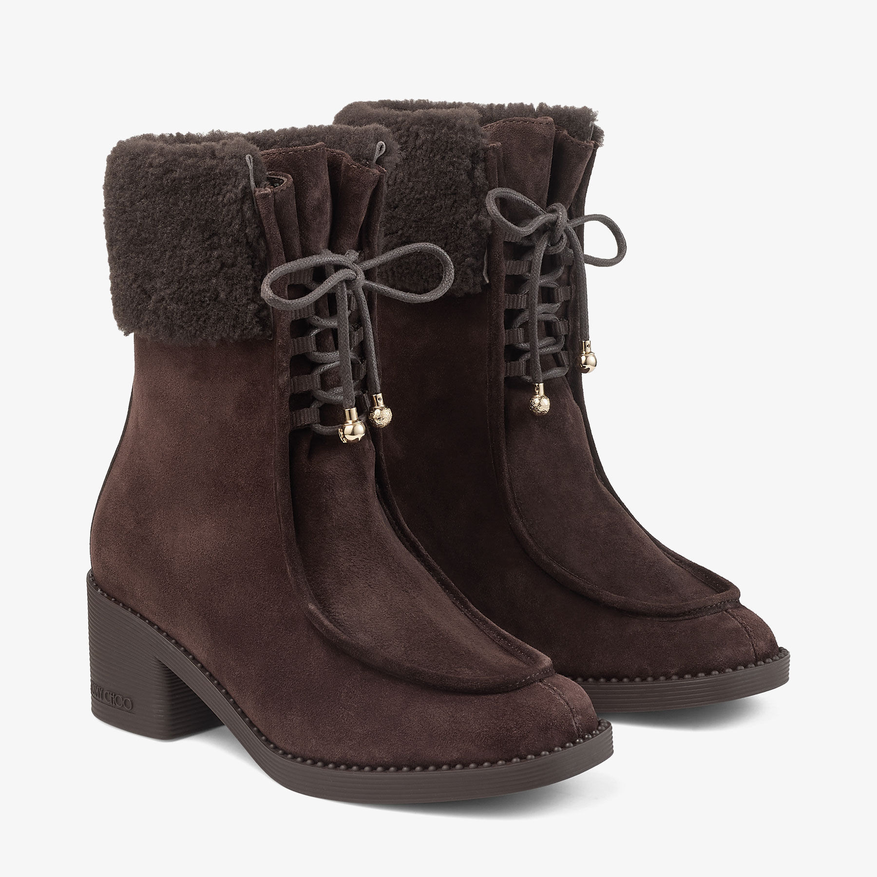 Hali Ankle Boot 60
Chocolate Velvet Suede Ankle Boot with Shearling - 2