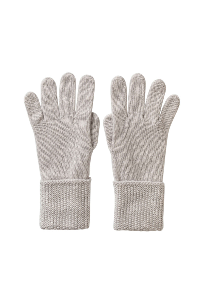 Seed Stitch White Cashmere Gloves 1