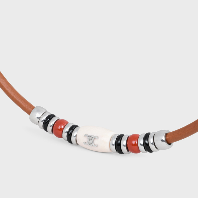 CELINE Celine Bay Stone Necklace IN Calfskin, Brass, Onyx, Jasper and Marble outlook