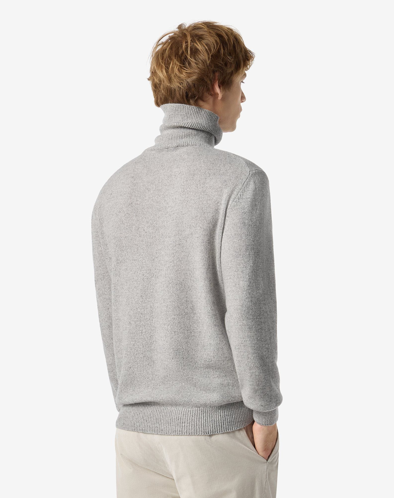 Light melange grey eco-cashmere mock turtleneck - 3